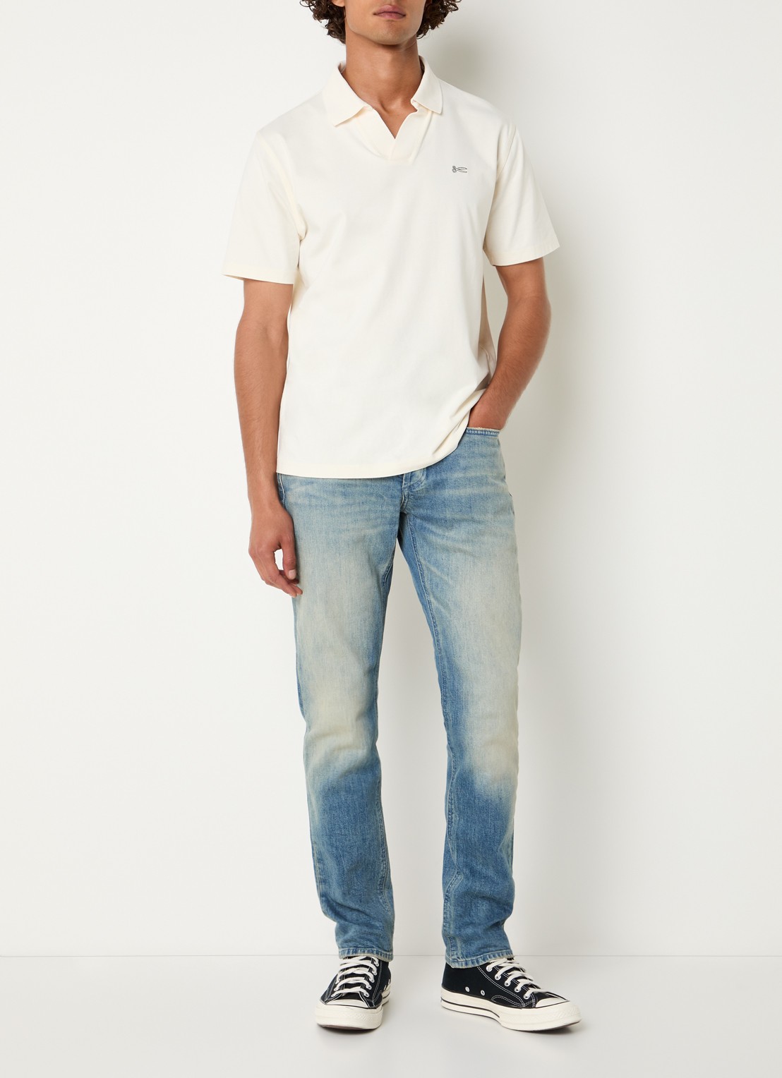 Denham Razor slim fit jeans met medium wassing - voorkant 2 indigo