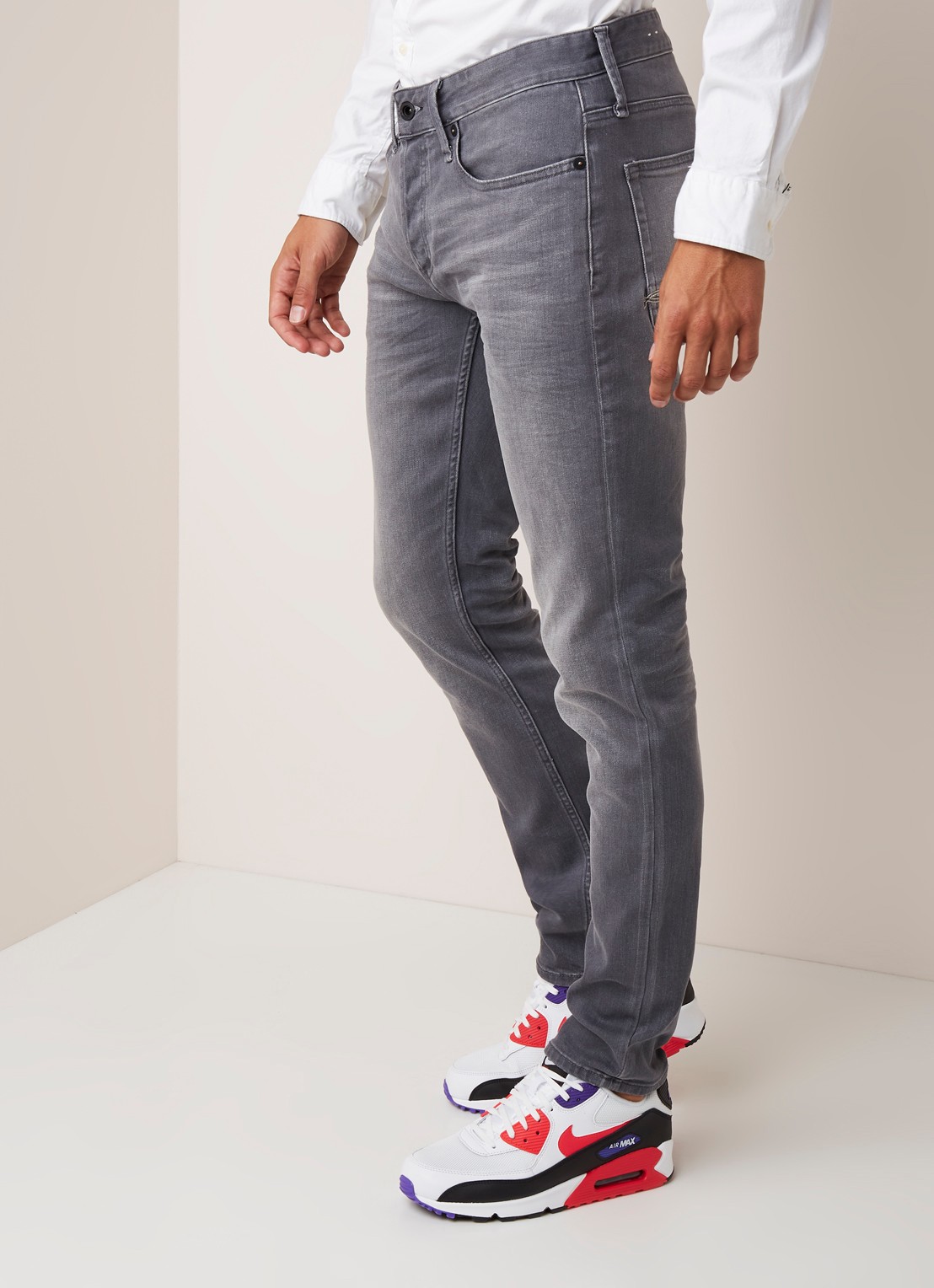Denham Razor slim fit jeans met stretch - detail 4 middengrijs