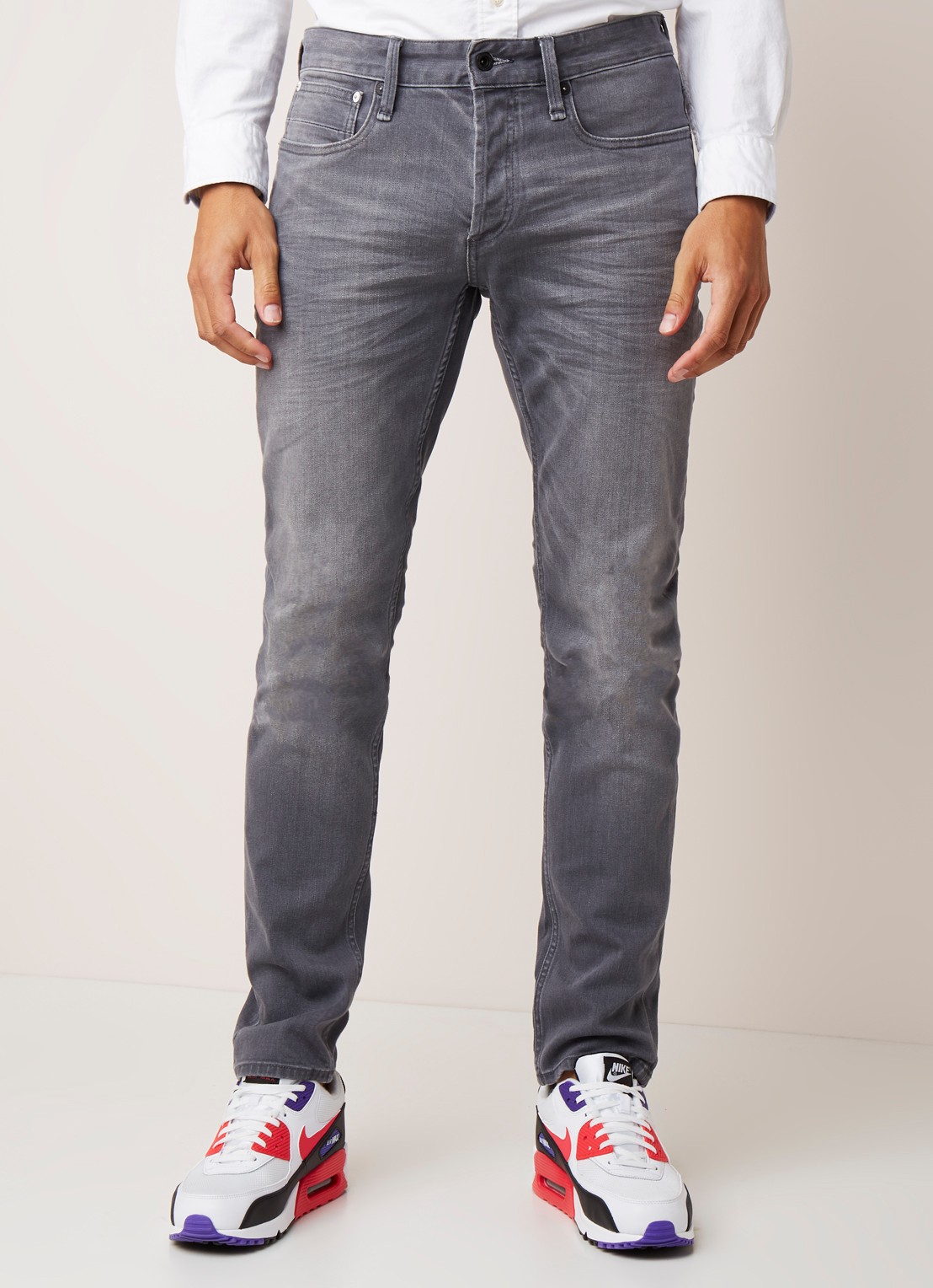 Denham Razor slim fit jeans met stretch - detail 5 middengrijs