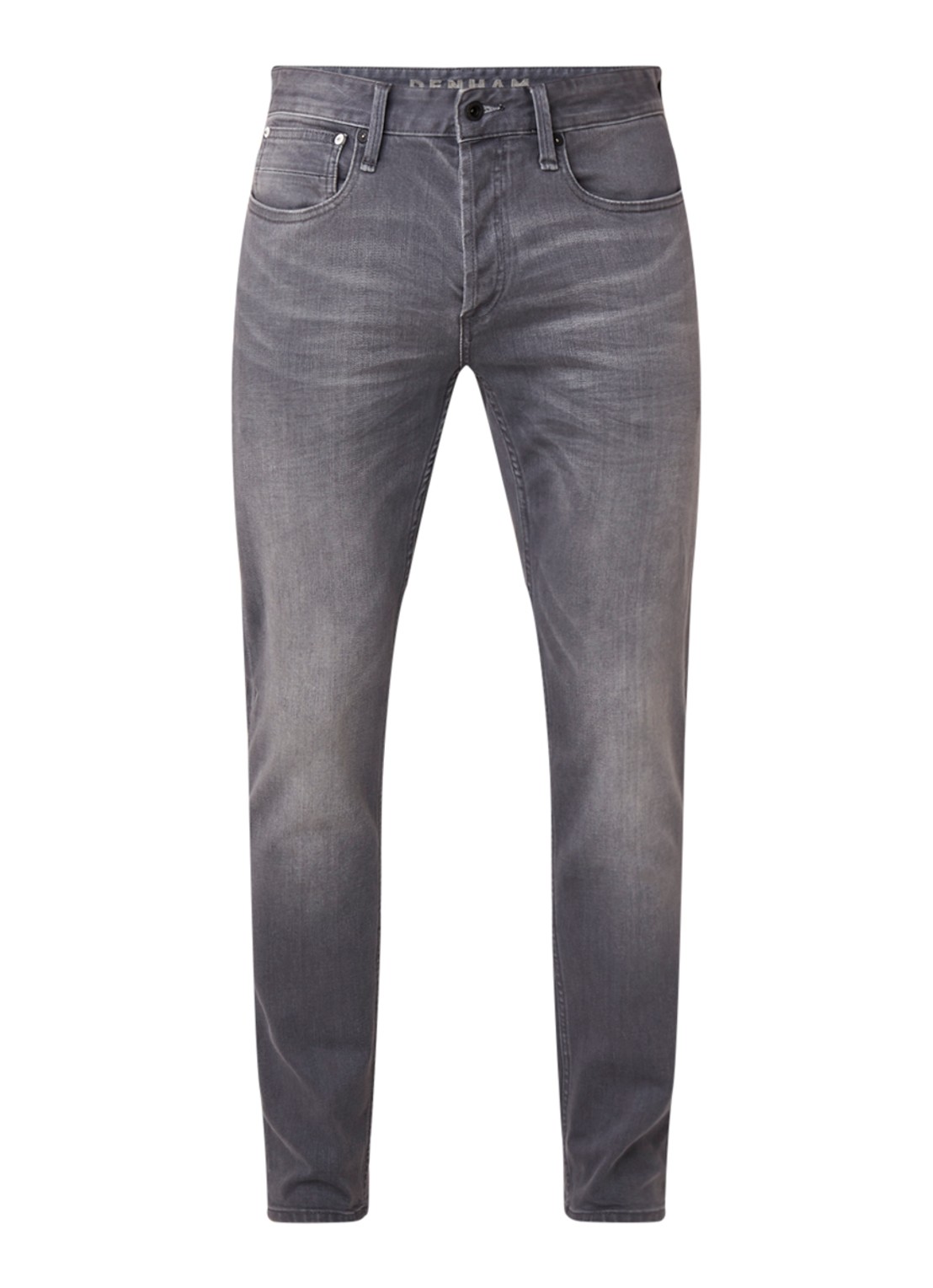 Denham Razor slim fit jeans met stretch - voorkant 2 middengrijs