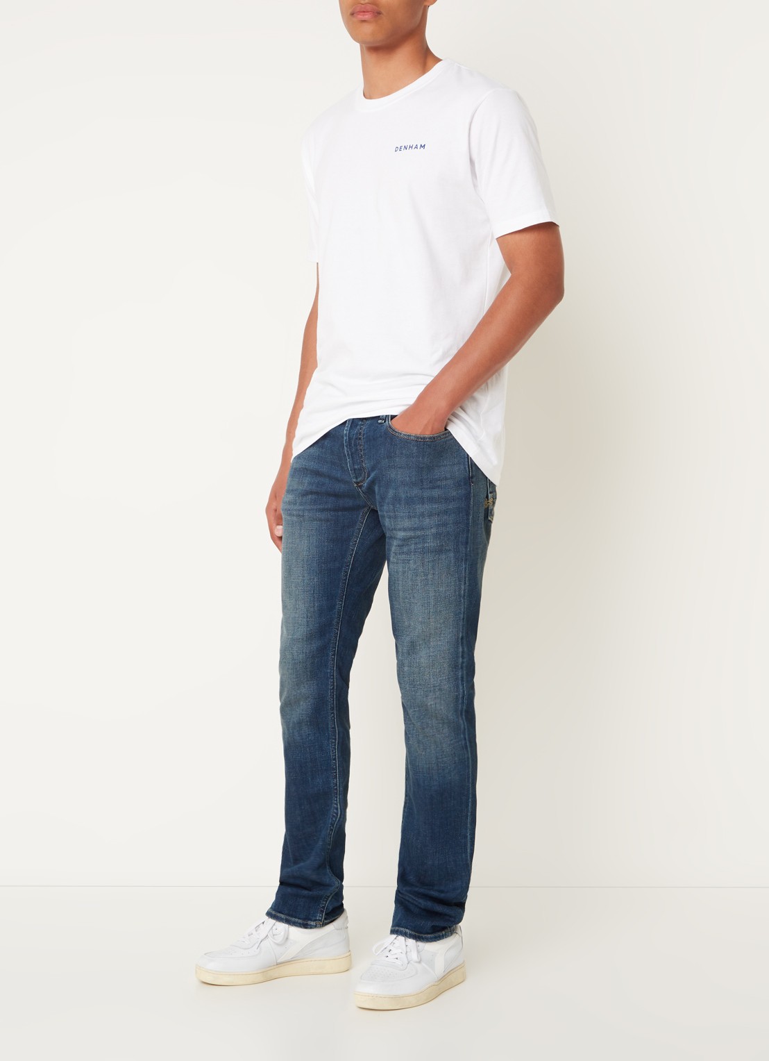 Denham Razor slim fit jeans met stretch - voorkant 3 indigo