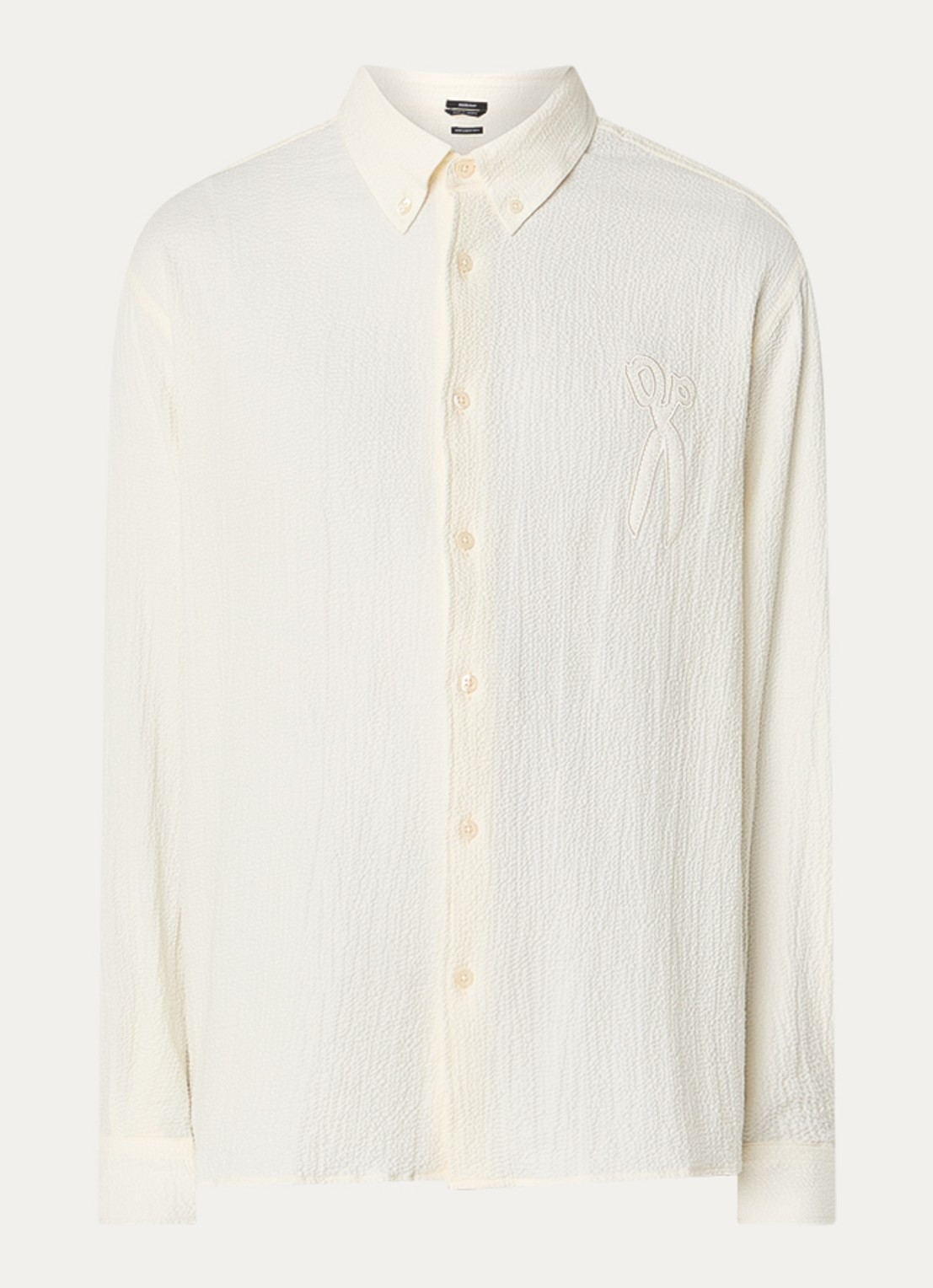 Denham Regular fit overhemd met logoborduring - voorkant 3 creme