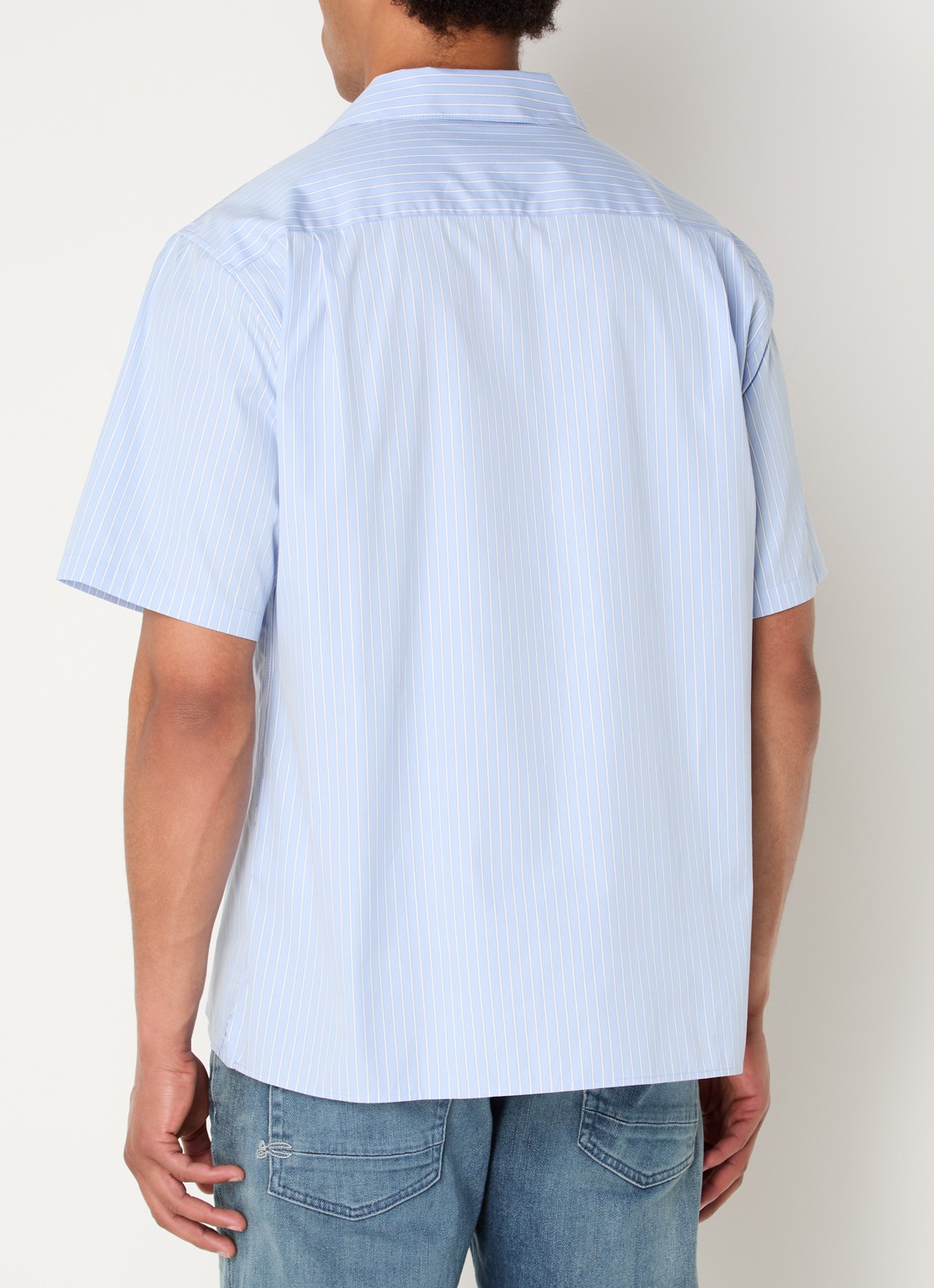 Denham Regular fit overhemd met streepprint en logoborduring - achterkant 2 blauwgrijs