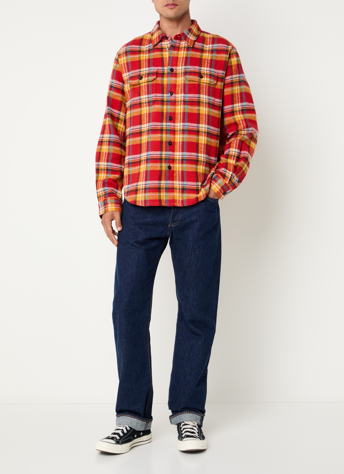 Denham Regular fit overshirt met borstzakken - voorkant 3 rood