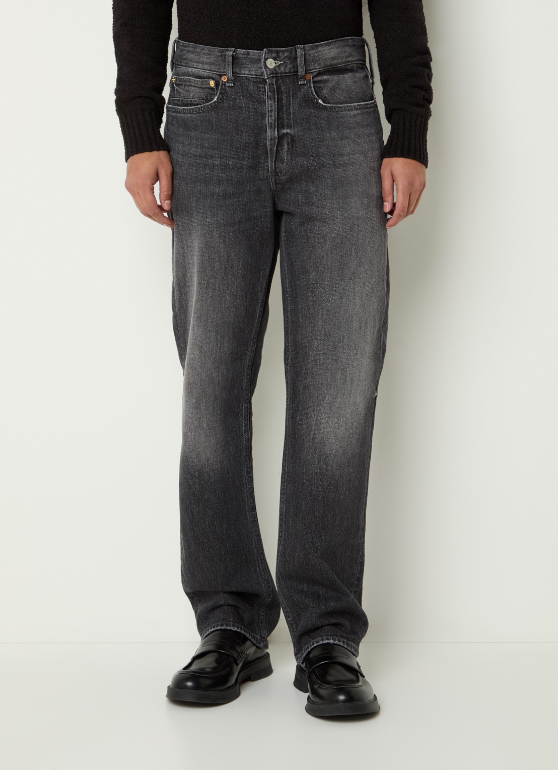 Denham Ridge C Liam straight leg jeans met gekleurde wassing - detail 2 donkergrijs