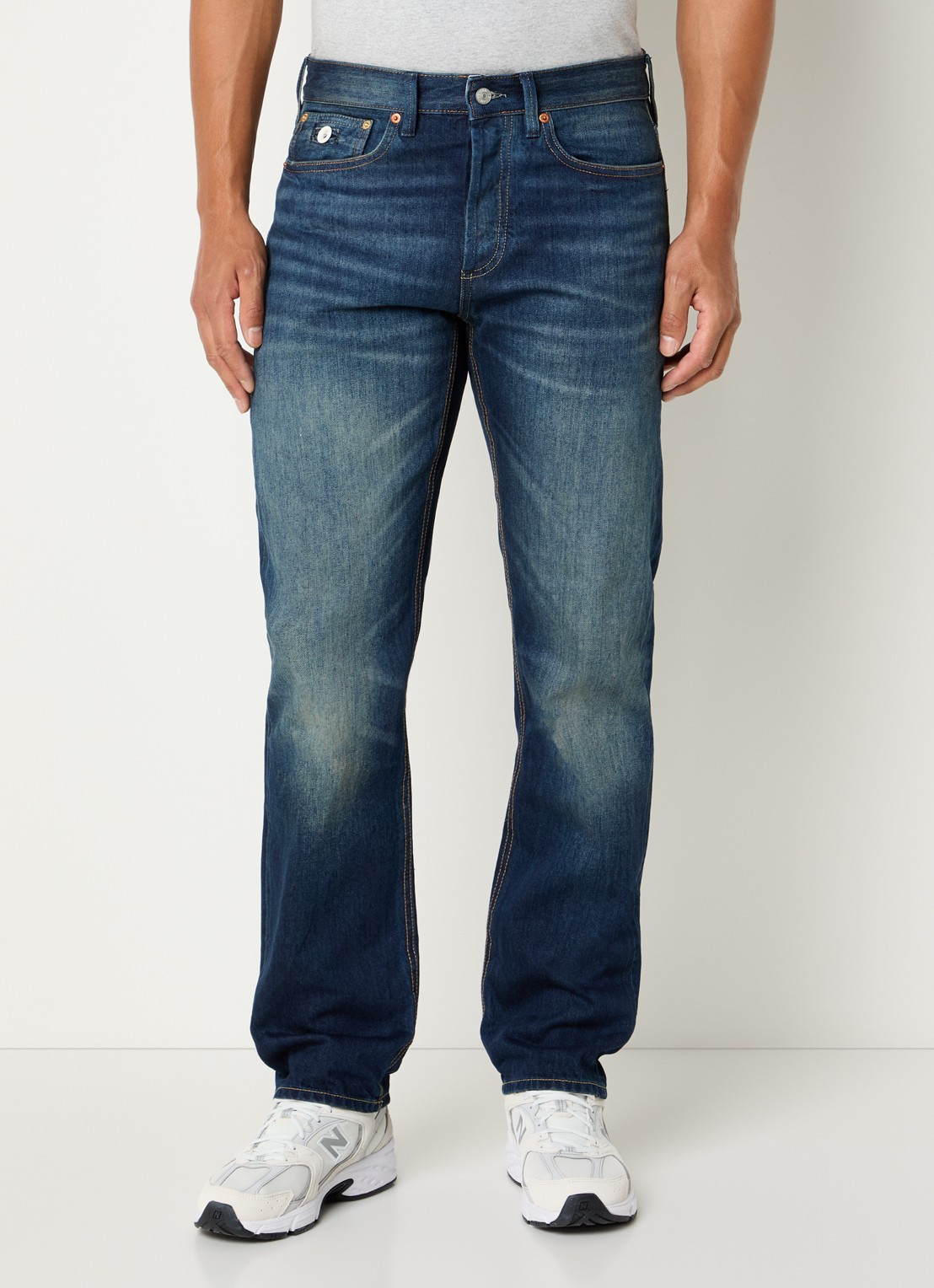 Denham Ridge Kurt straight leg jeans met medium wassing - detail 4 indigo