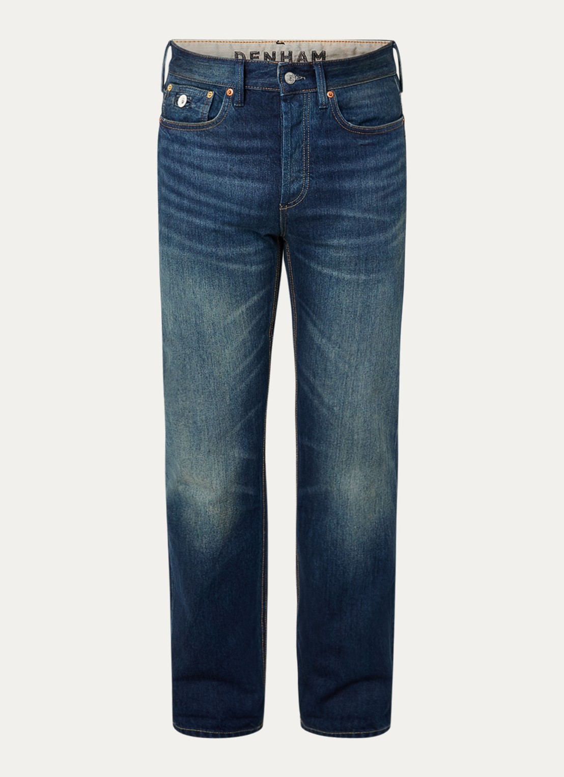 Denham Ridge Kurt straight leg jeans met medium wassing - voorkant 2 indigo