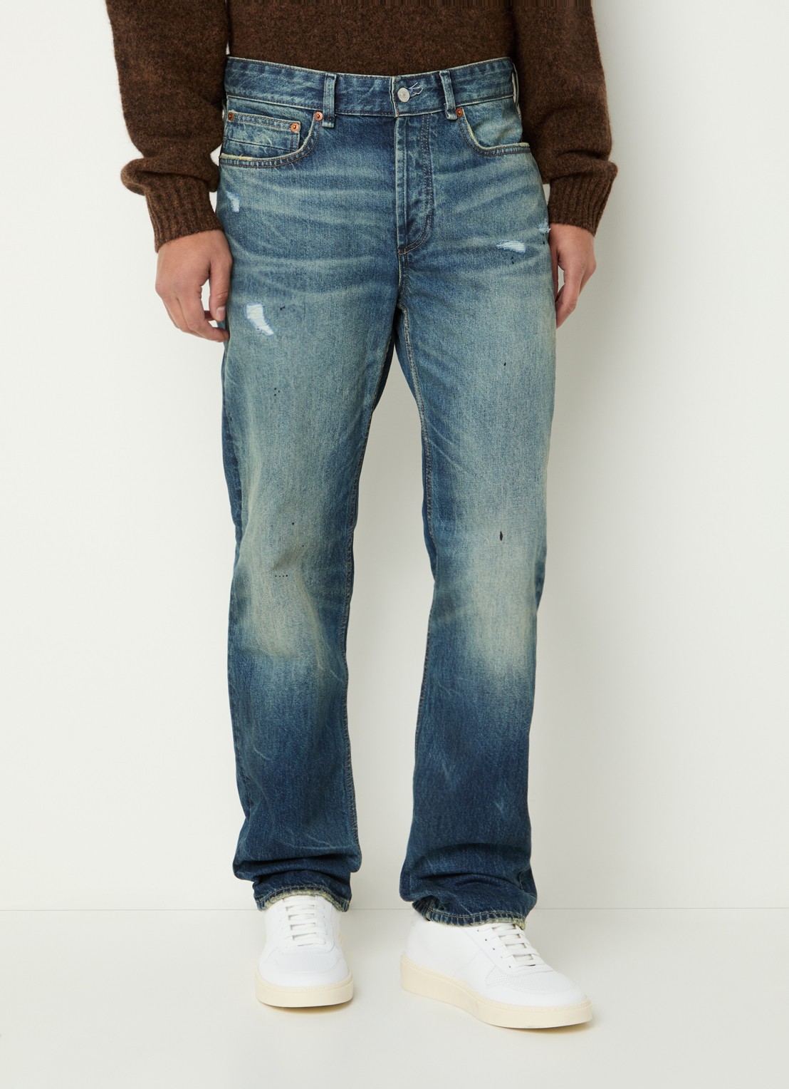 Denham Ridge R Jackson straight leg jeans met donkere wassing - detail indigo
