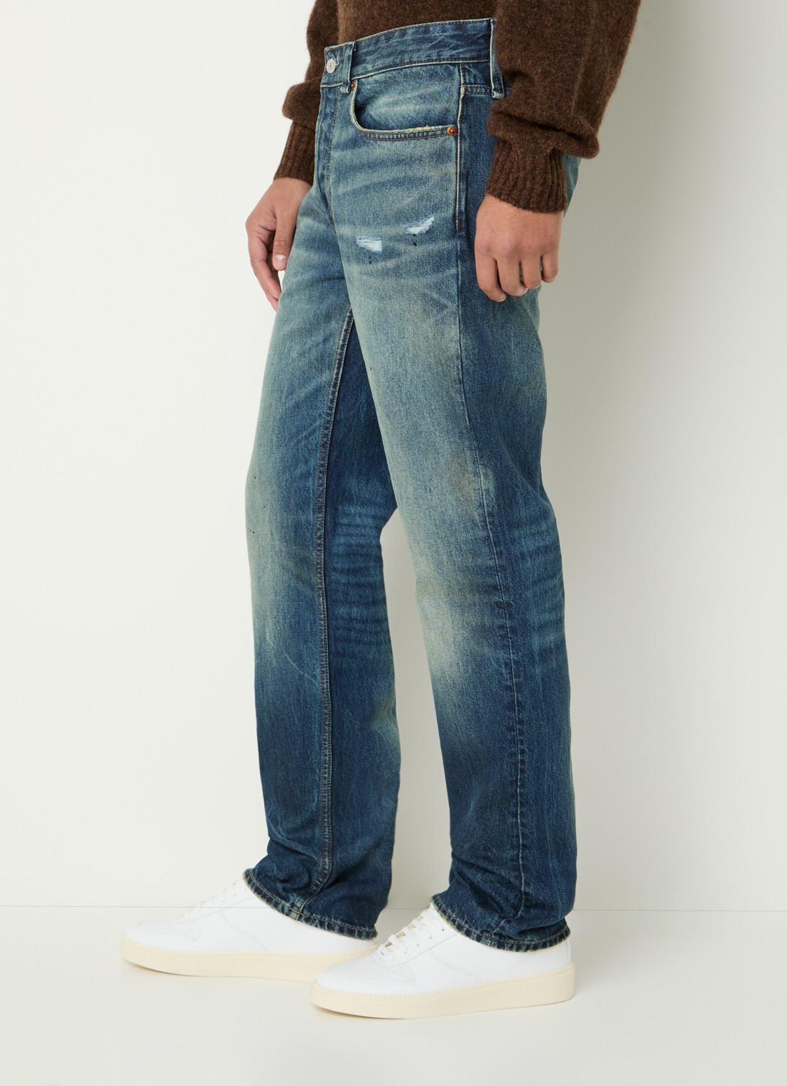 Denham Ridge R Jackson straight leg jeans met donkere wassing - detail 2 indigo