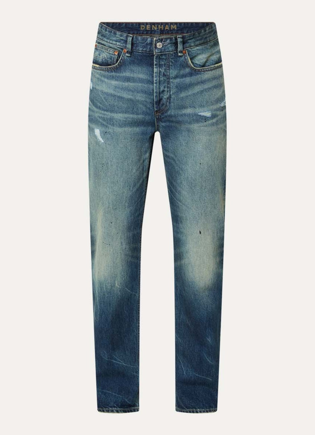 Denham Ridge R Jackson straight leg jeans met donkere wassing - voorkant 4 indigo