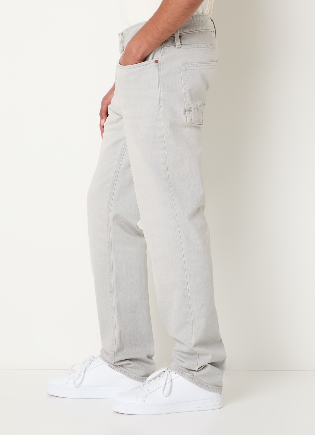 Denham Ridge straight fit jeans met steekzakken - detail 3 grijs