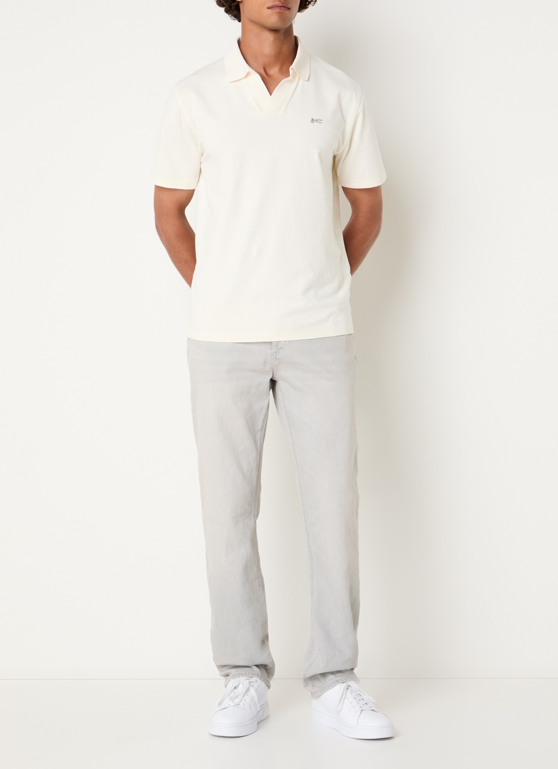 Denham Ridge straight fit jeans met steekzakken - voorkant 5 grijs