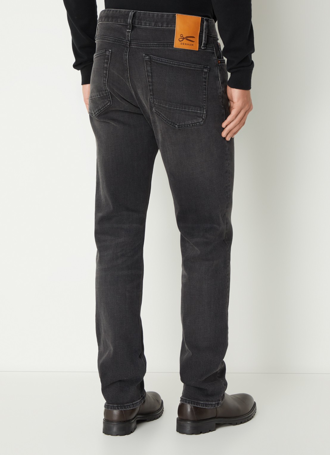 Denham Ridge straight leg jeans met gekleurde wassing - achterkant zwart
