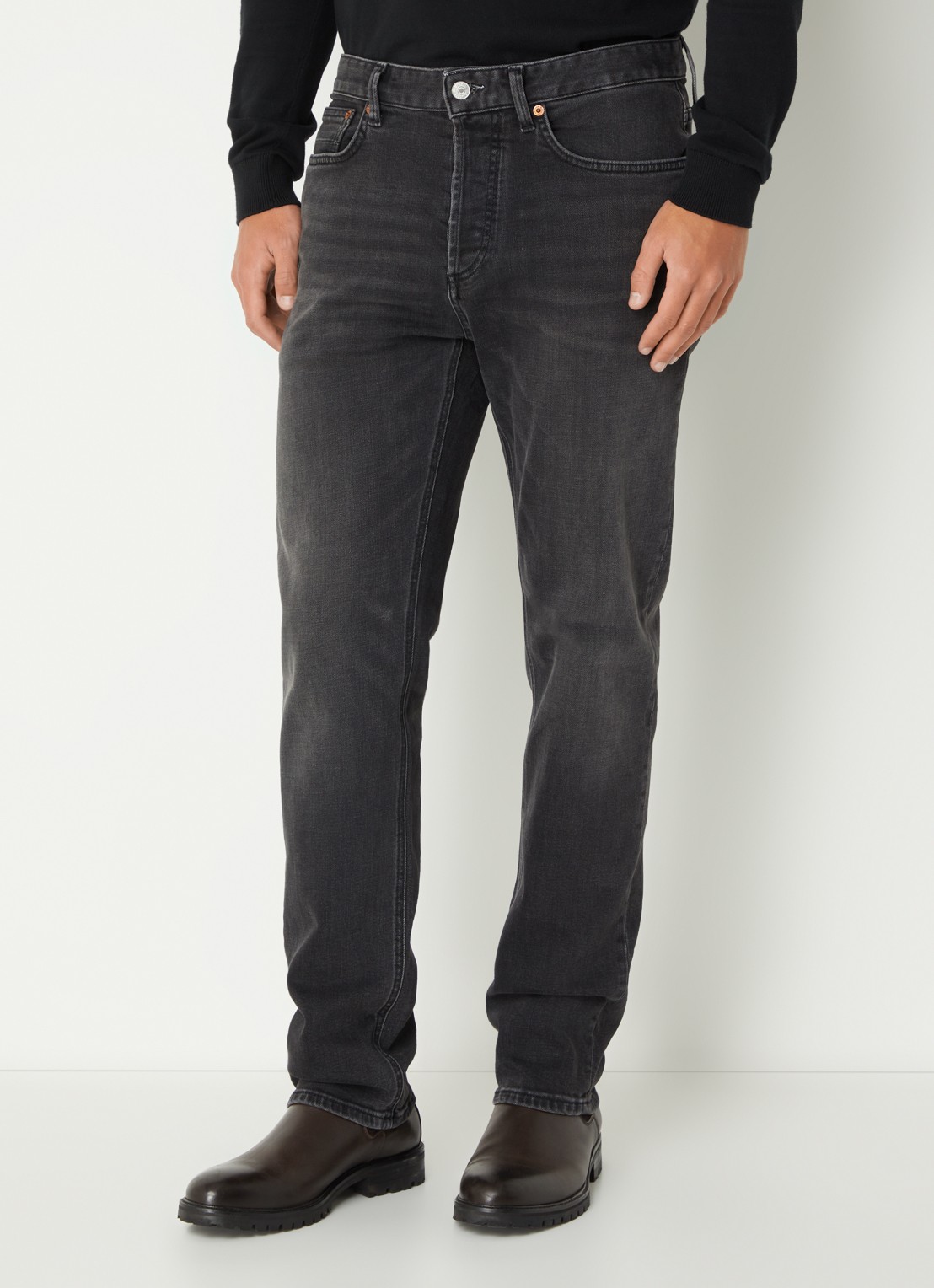 Denham Ridge straight leg jeans met gekleurde wassing - detail 4 zwart