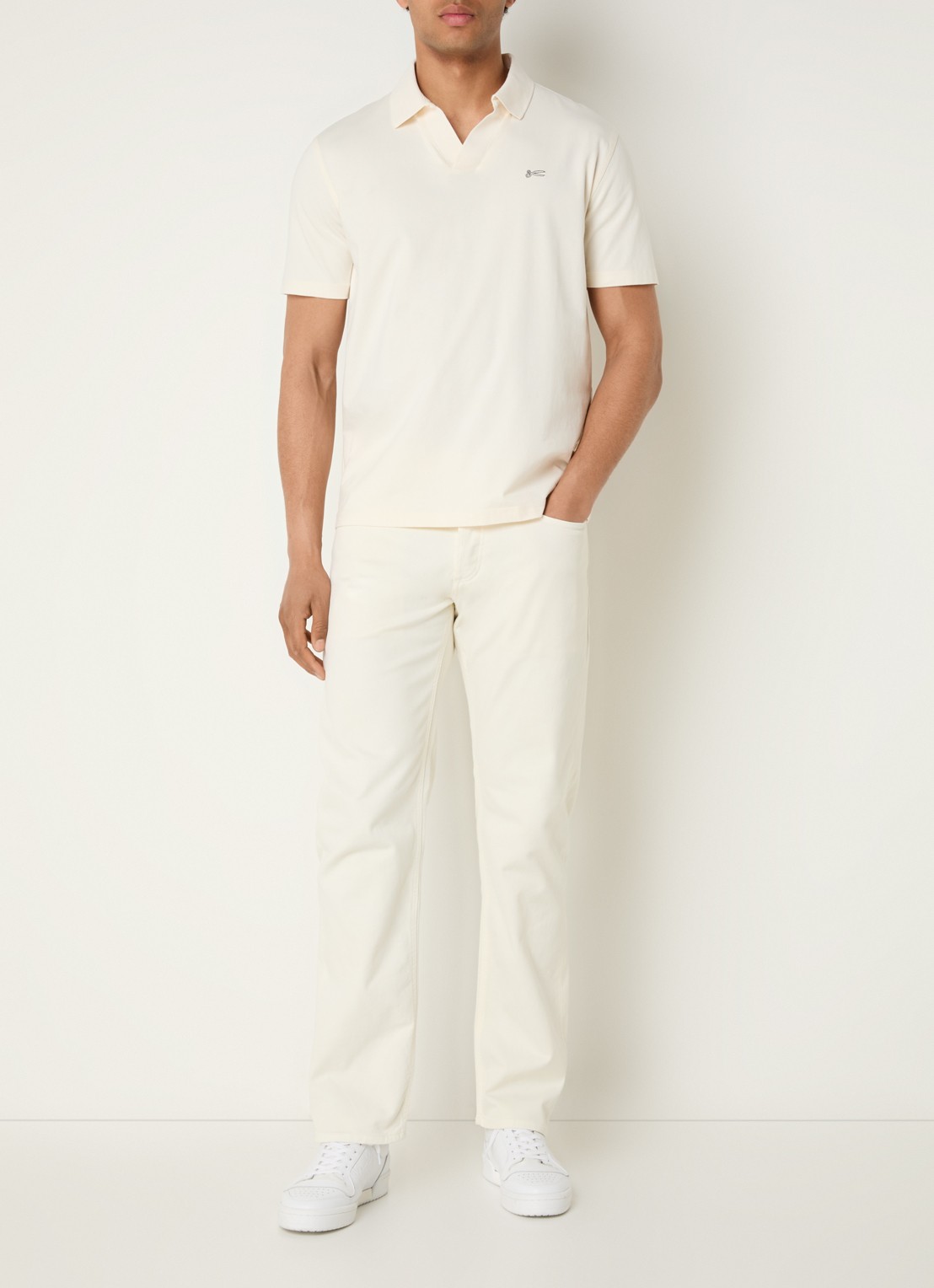 Denham Ridge straight leg jeans met gekleurde wassing - voorkant 5 gebroken wit