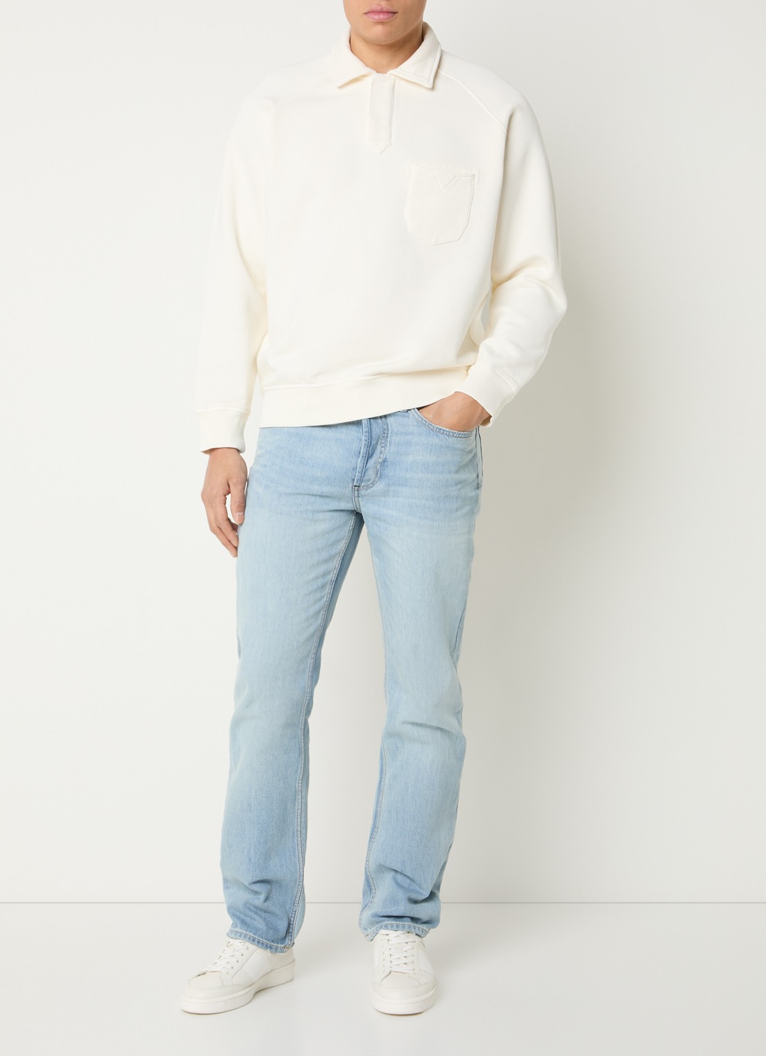 Denham Ridge straight leg jeans met lichte wassing - voorkant 5 indigo