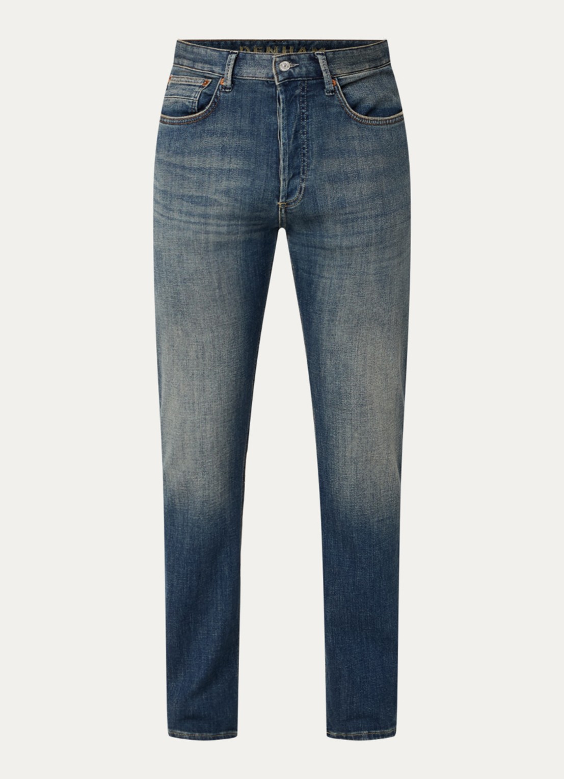 Denham Ridge straight leg jeans met medium wassing - voorkant indigo