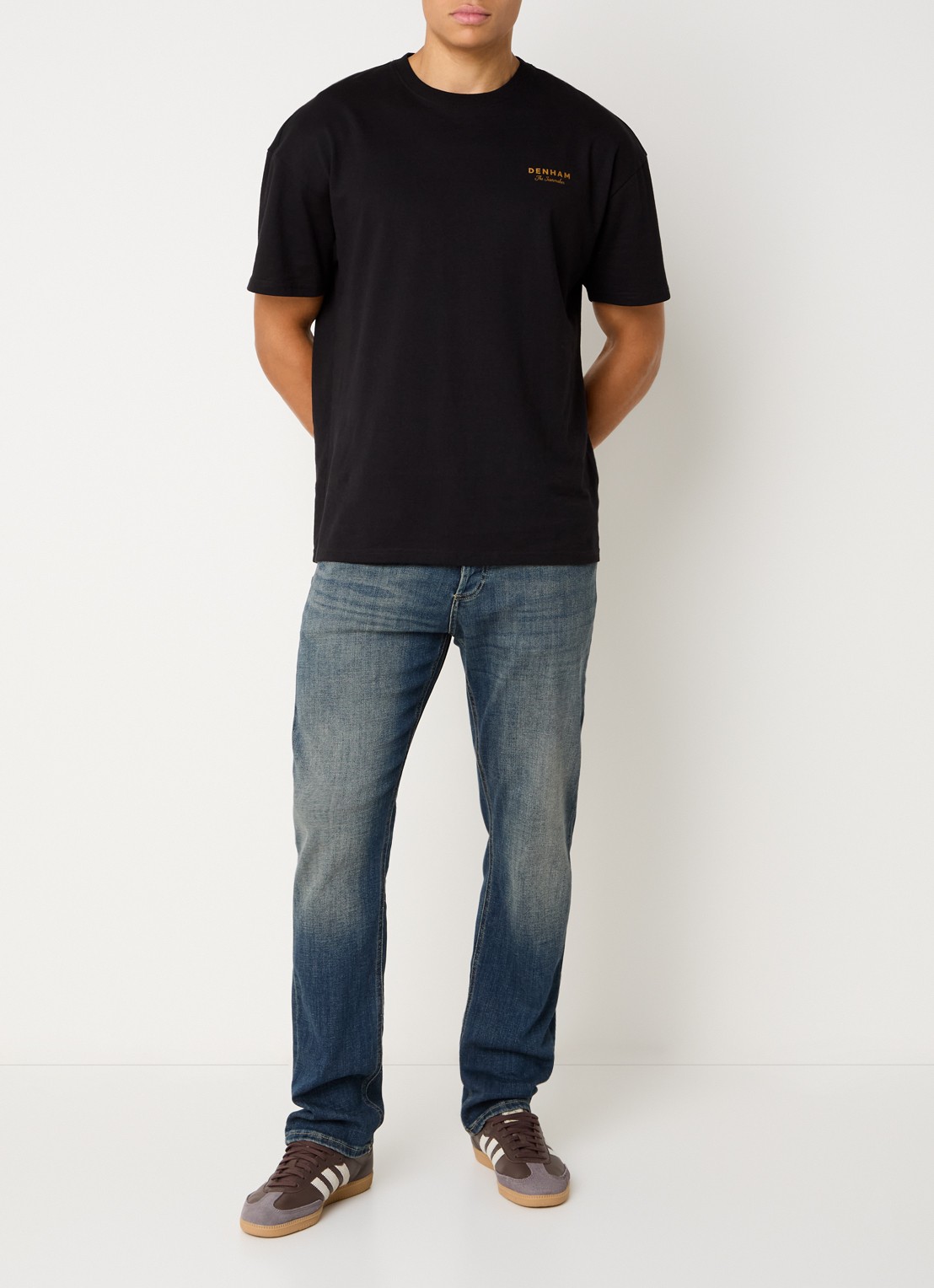 Denham Ridge straight leg jeans met medium wassing - voorkant 2 indigo