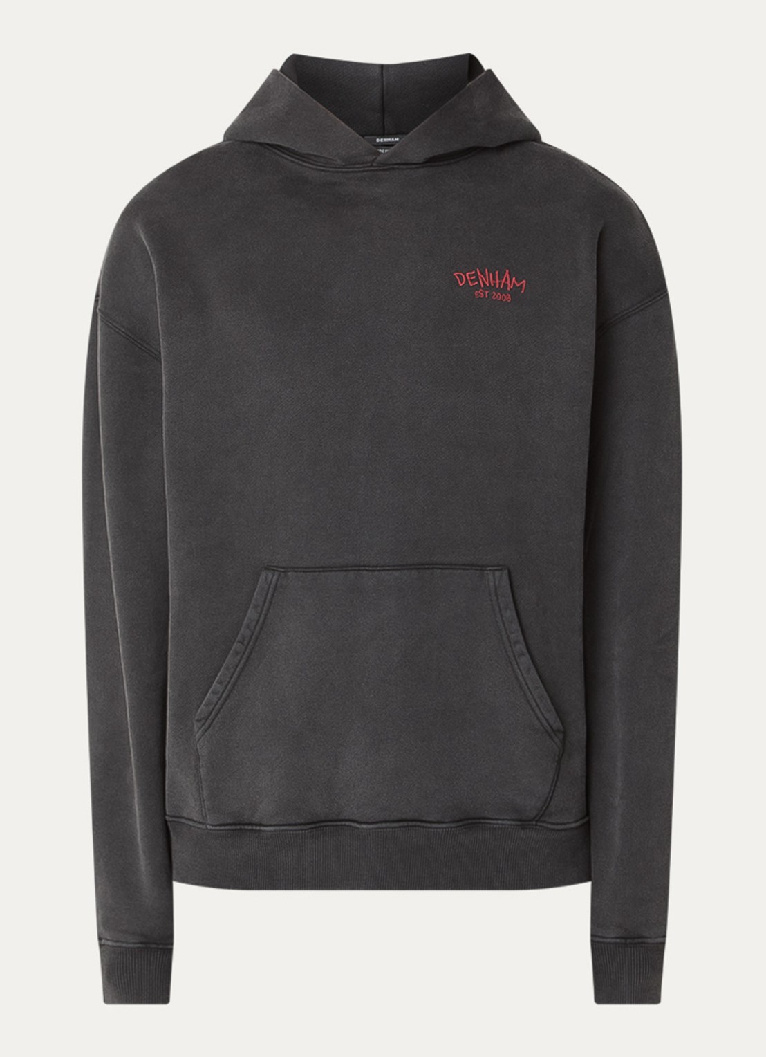 Denham Rose hoodie met logo- en backprint - voorkant 4 antraciet