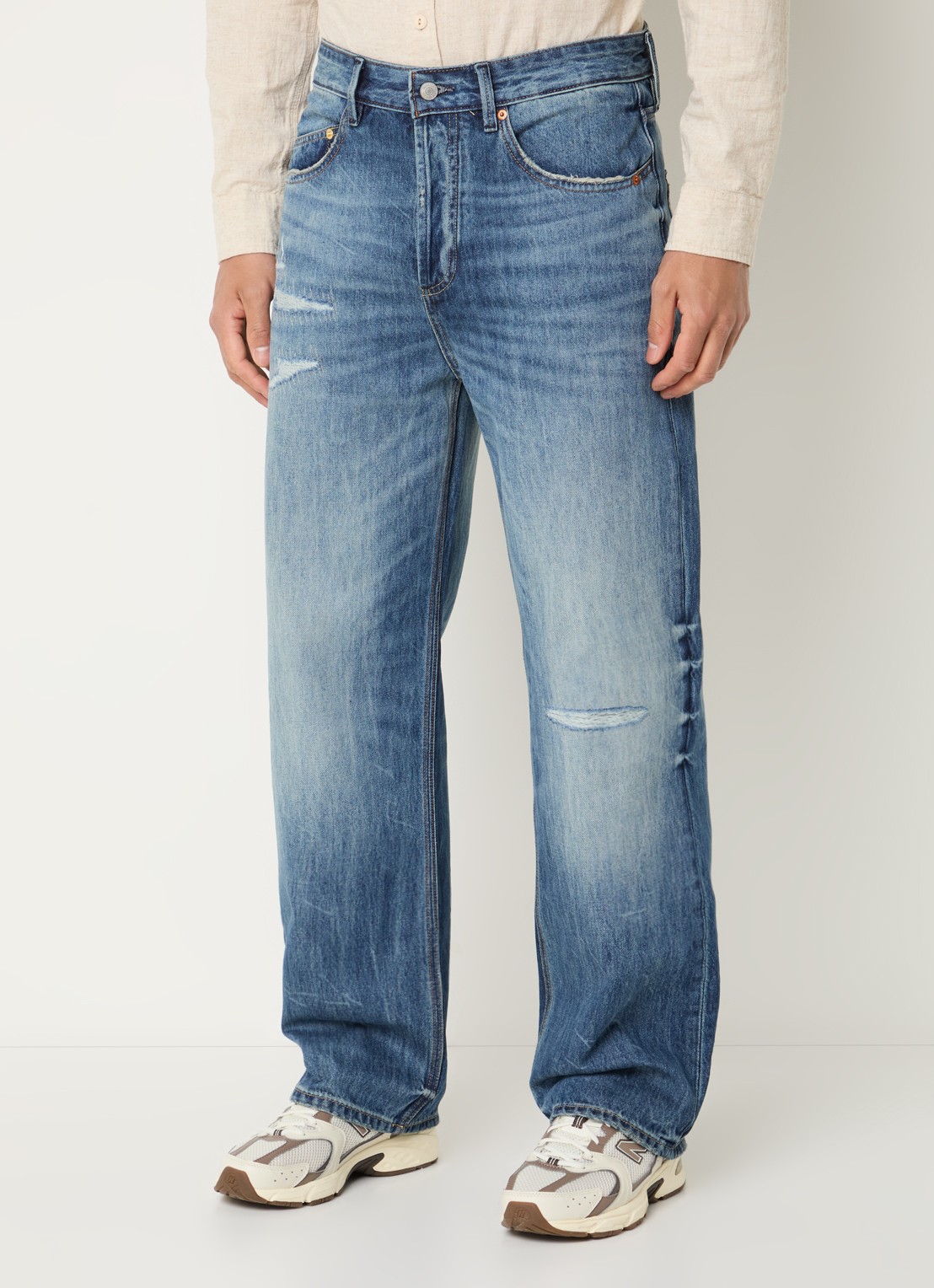 Denham Sasuke R 040 loose fit jeans met lichte wassing - detail 4 indigo