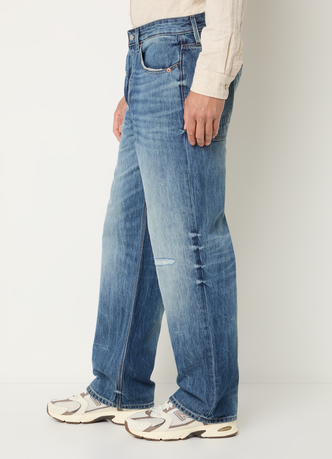 Denham Sasuke R 040 loose fit jeans met lichte wassing - detail 5 indigo