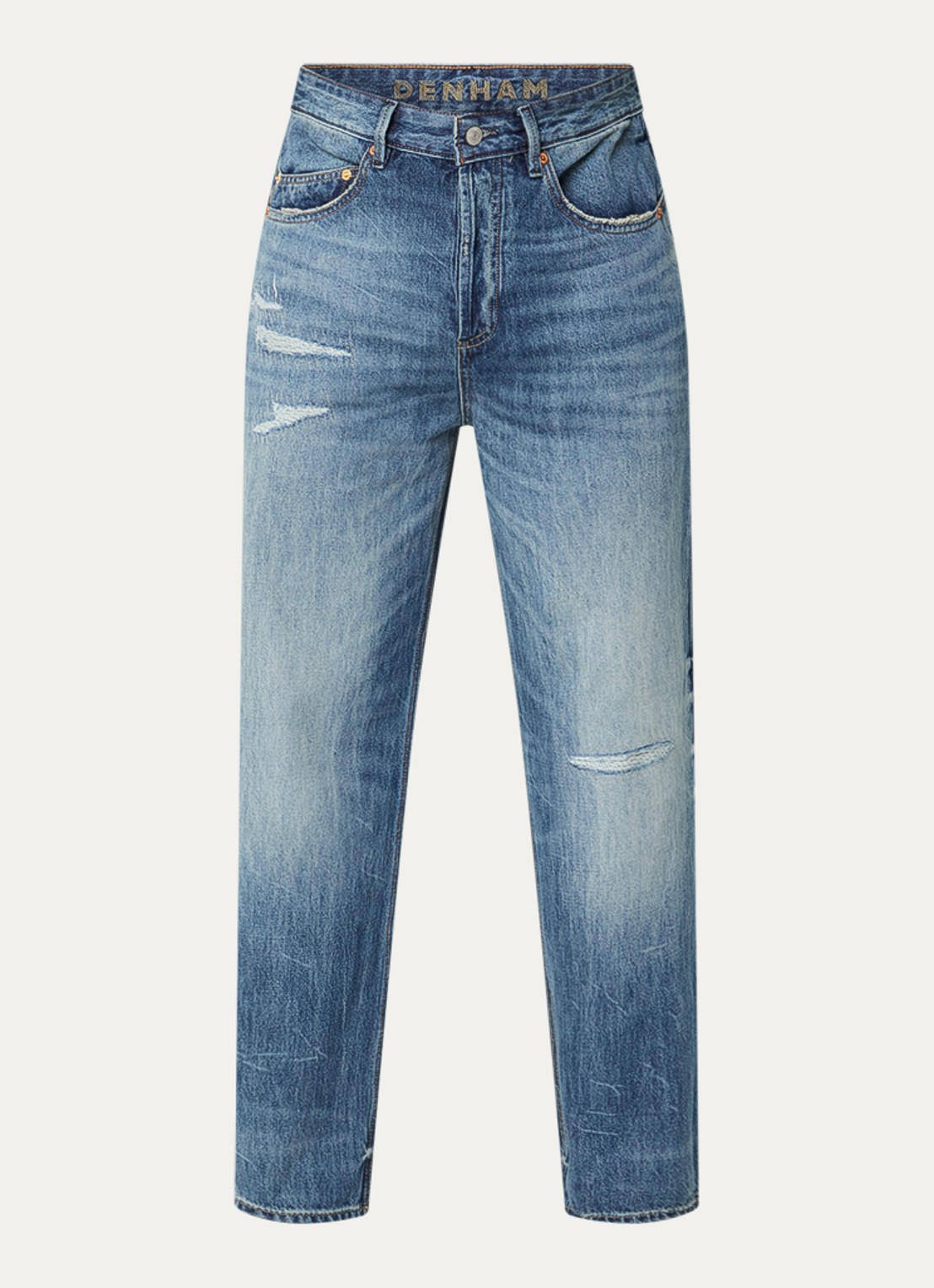 Denham Sasuke R 040 loose fit jeans met lichte wassing - voorkant 2 indigo