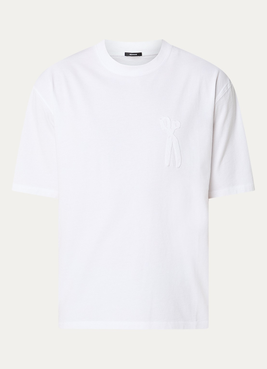 Denham Scissor patch T-shirt met ronde hals - voorkant wit