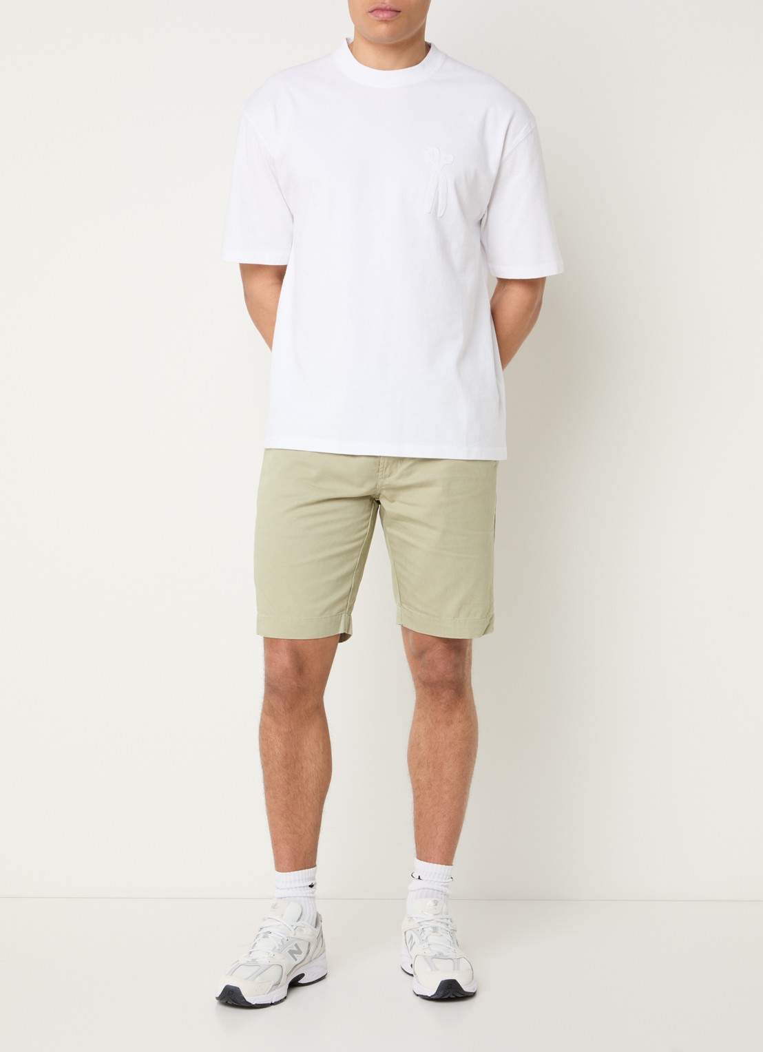 Denham Scissor patch T-shirt met ronde hals - voorkant 2 wit