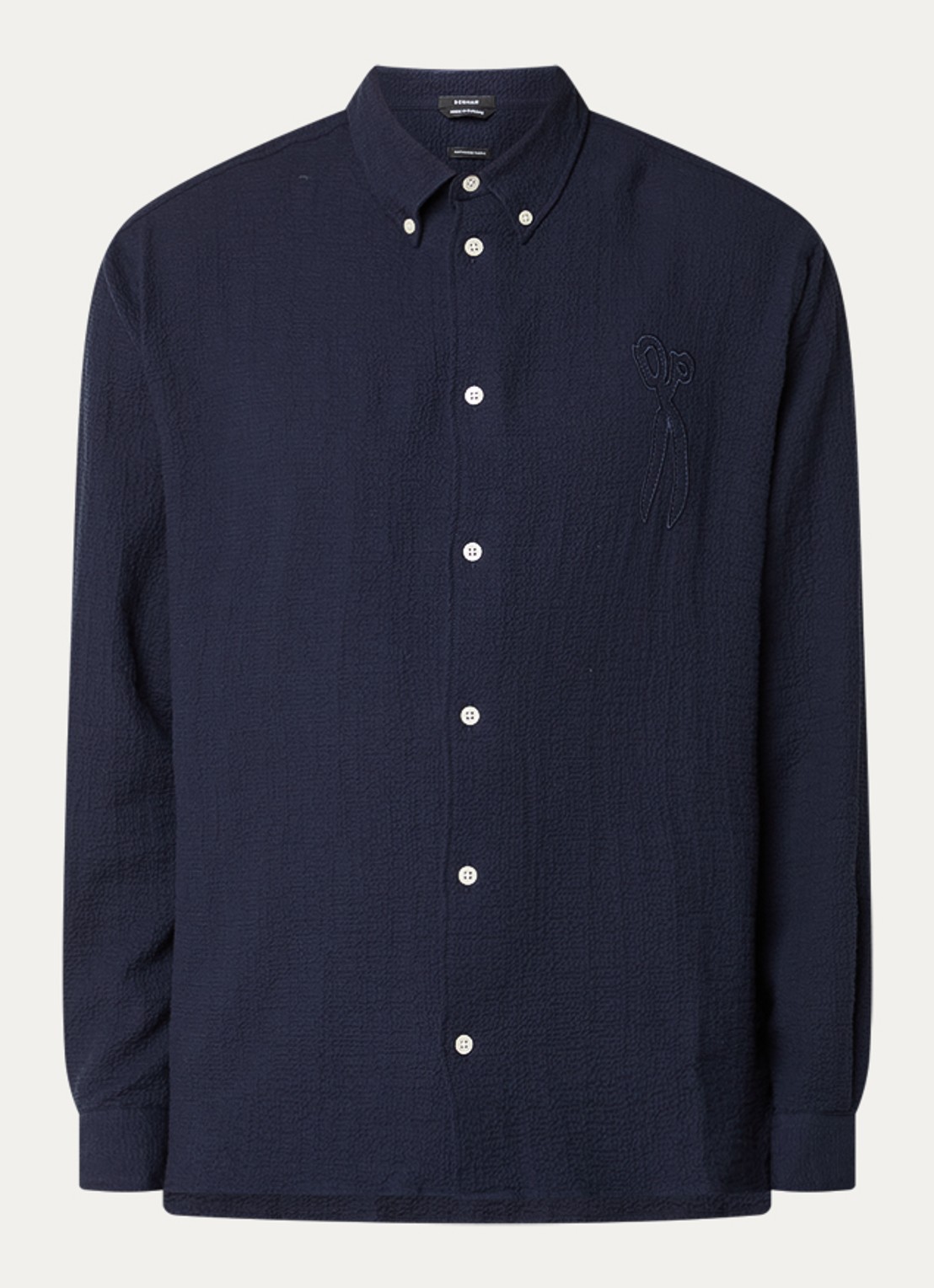 Denham Scissor regular fit overhemd van piqué katoen - voorkant donkerblauw