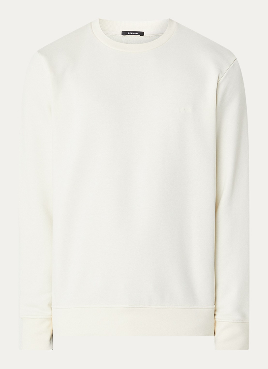 Denham Scissor sweater met logoborduring - voorkant 2 gebroken wit