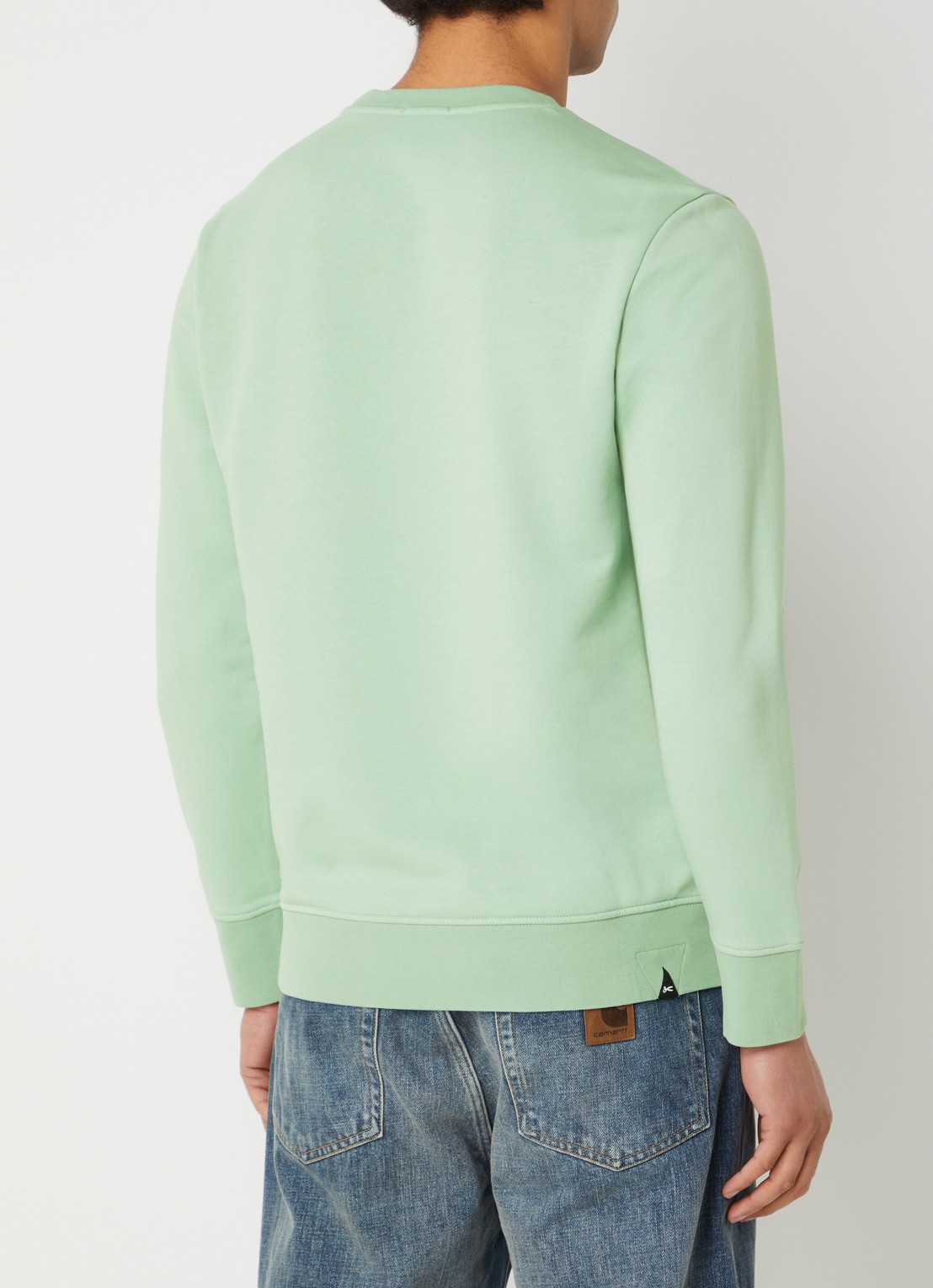 Denham Scissor sweater met logoborduring - achterkant lichtgroen