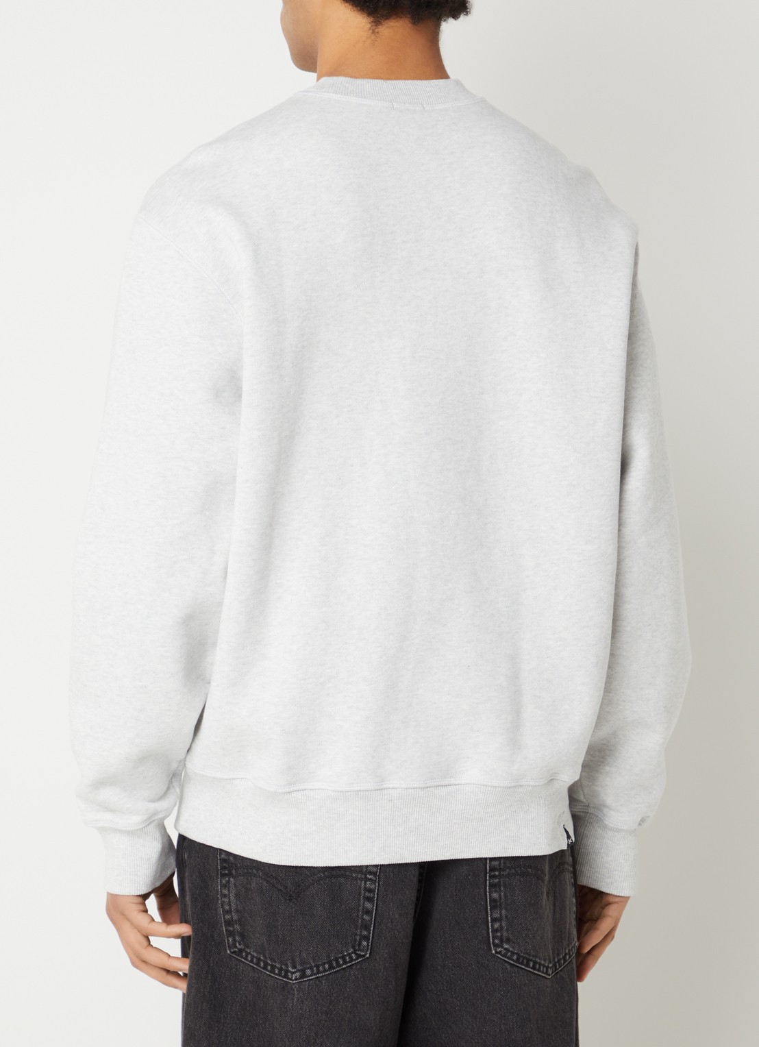 Denham Scissor sweater met logoborduring - achterkant grijsmele