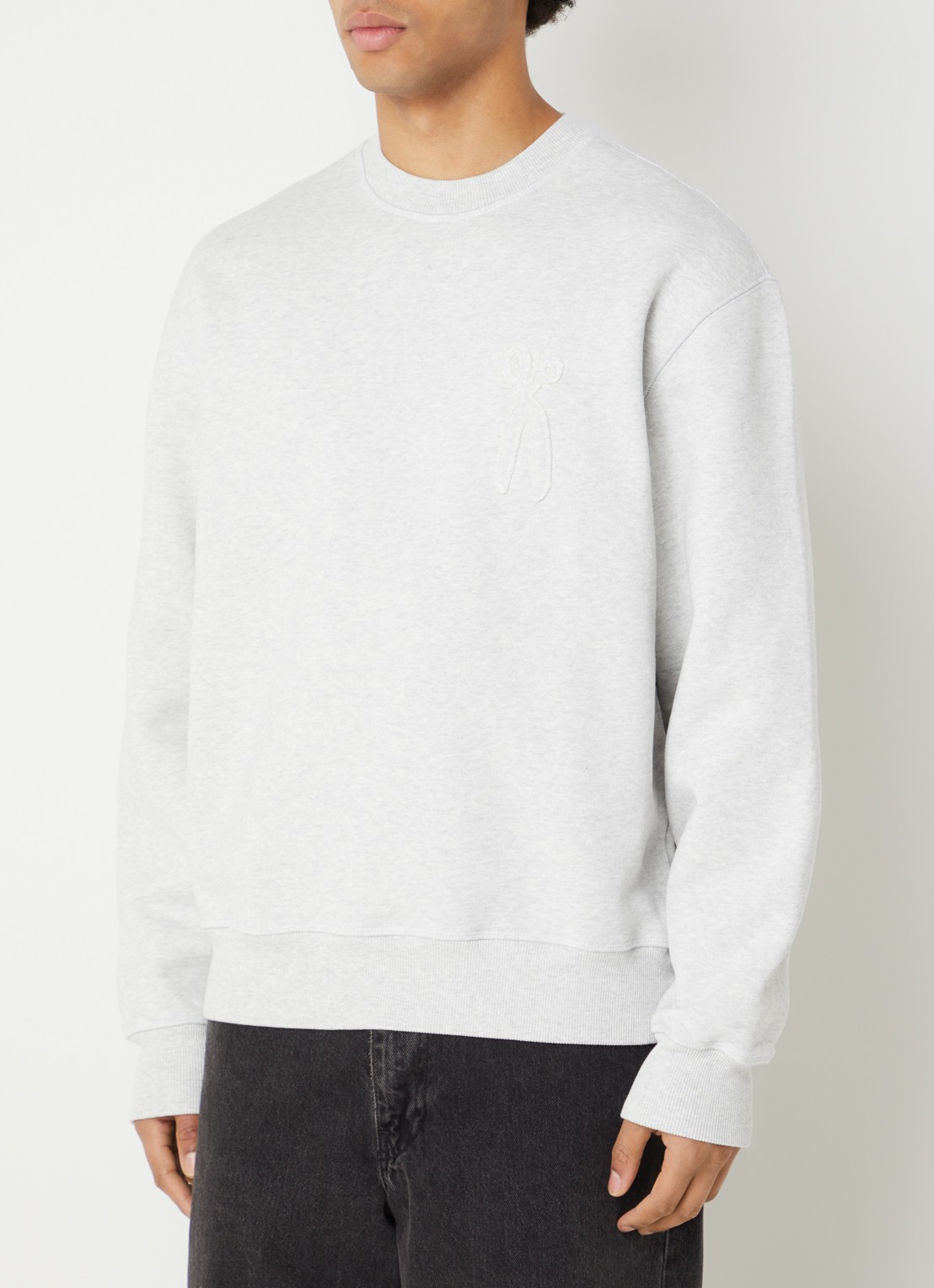 Denham Scissor sweater met logoborduring - detail 4 grijsmele