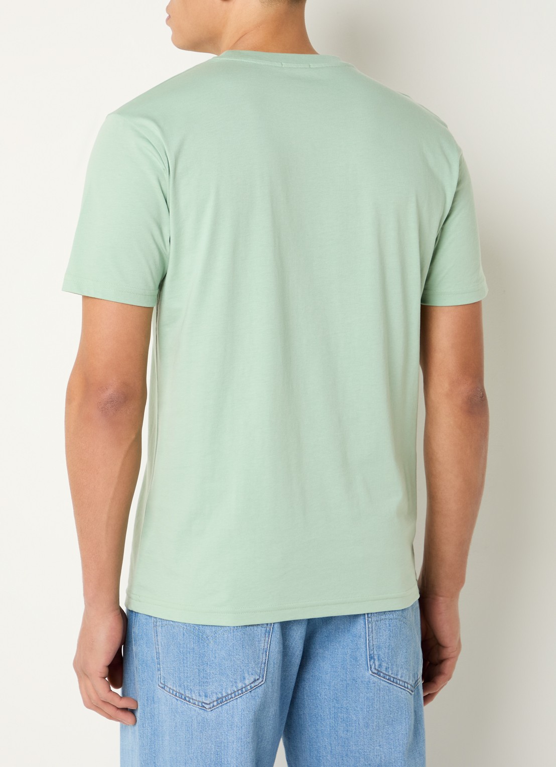 Denham Scissor T-shirt met logoborduring - achterkant lichtgroen