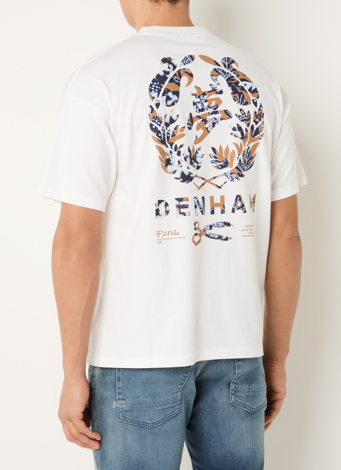 Denham Seal T-shirt met logoborduring - detail 3 wit