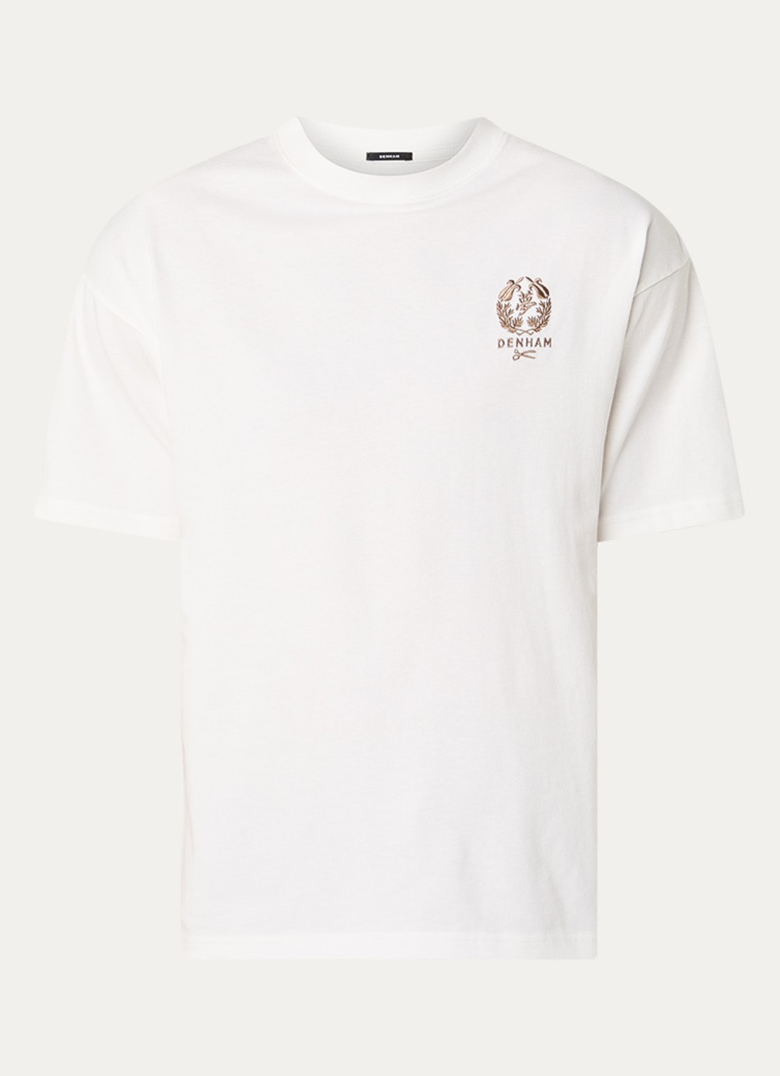 Denham Seal T-shirt met logoborduring - voorkant wit