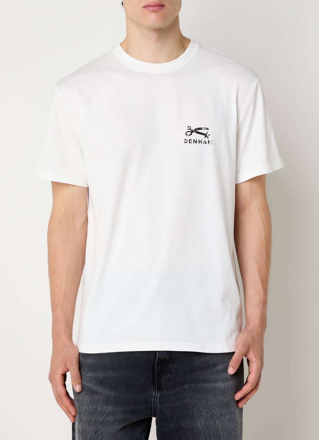 Denham Shot T-shirt met logo- en backprint - achterkant 4 wit