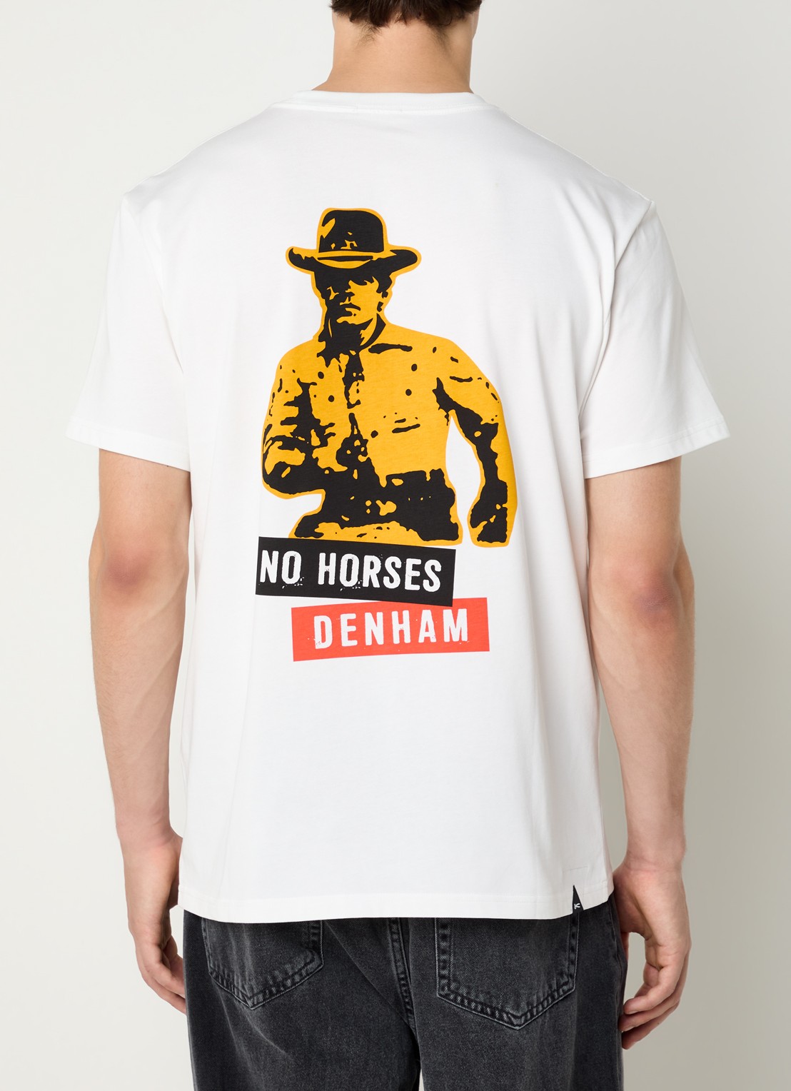 Denham Shot T-shirt met logo- en backprint - detail wit