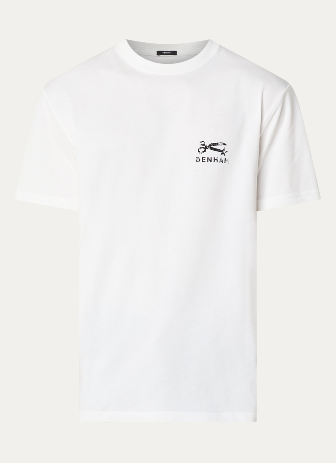 Denham Shot T-shirt met logo- en backprint - voorkant 2 wit