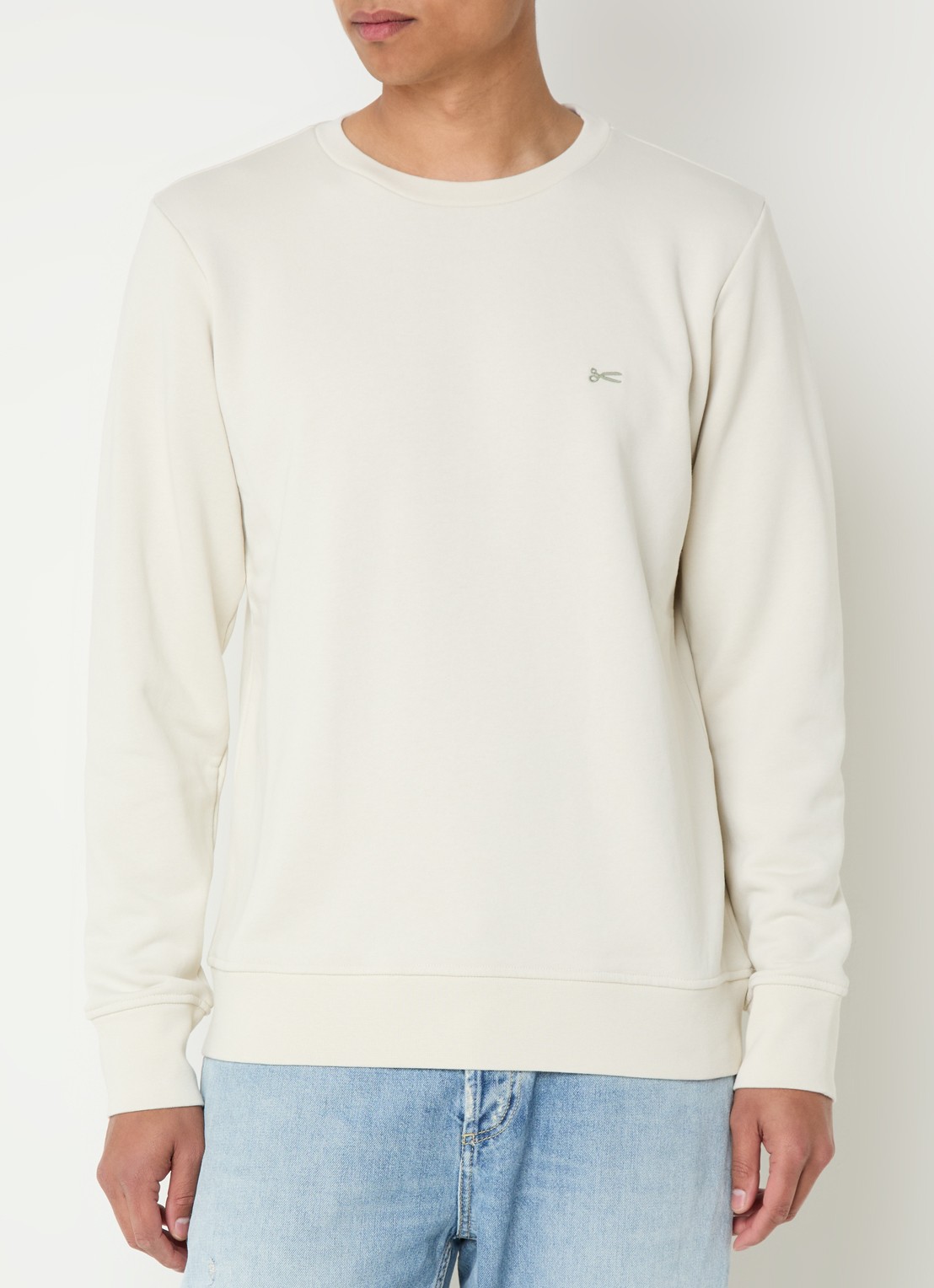 Denham Sweater met logo - detail creme