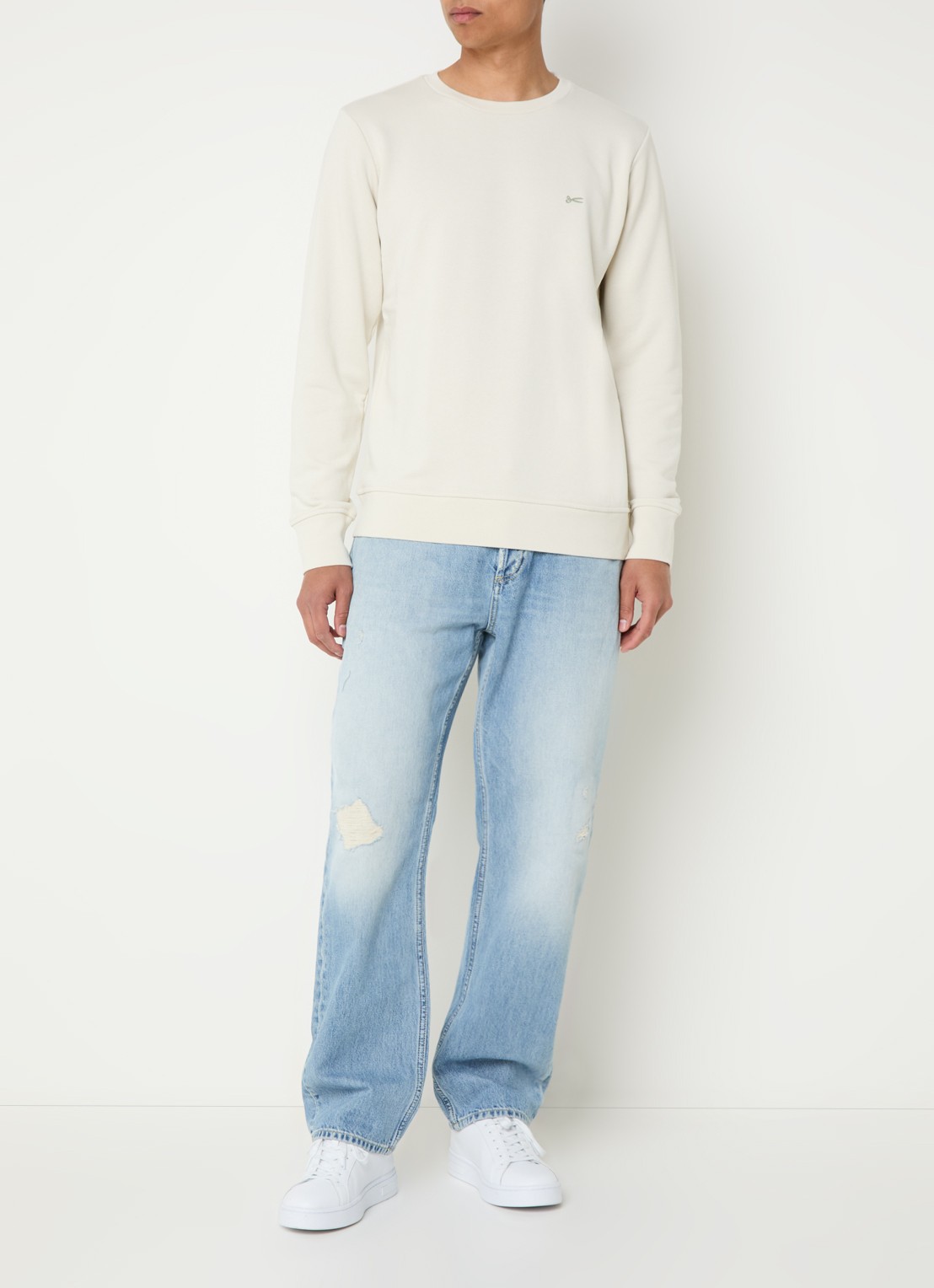 Denham Sweater met logo - voorkant 4 creme