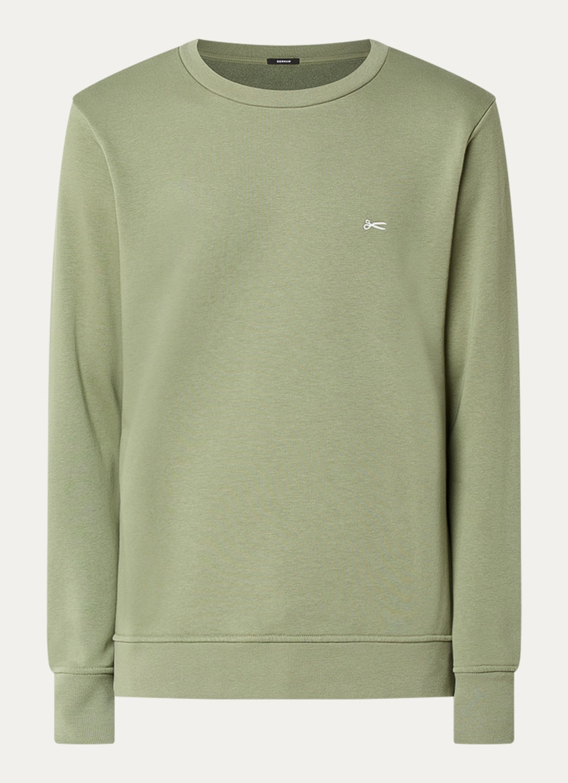 Denham Sweater met logo - voorkant bronsgroen