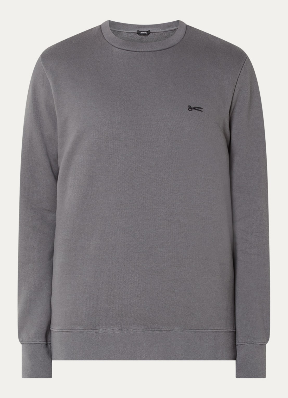 Denham Sweater met logoborduring - voorkant grijs