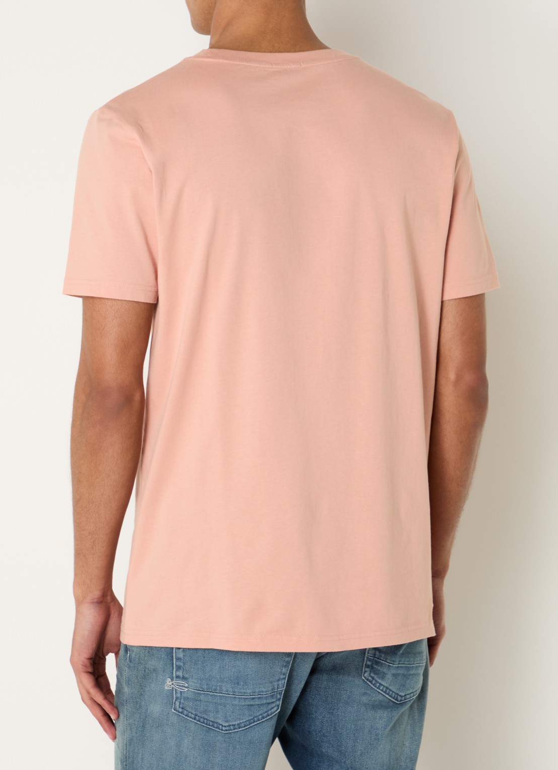 Denham T-shirt met logoborduring - achterkant 2 abrikoos