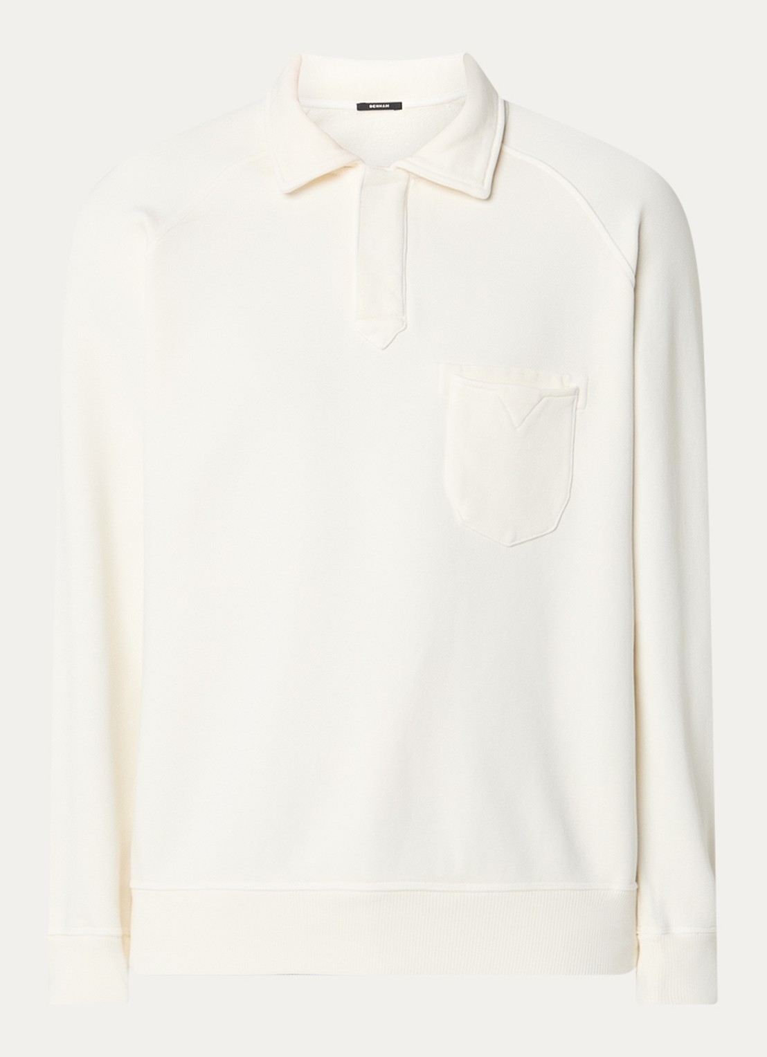 Denham US Navy sweater met polokraag - voorkant gebroken wit