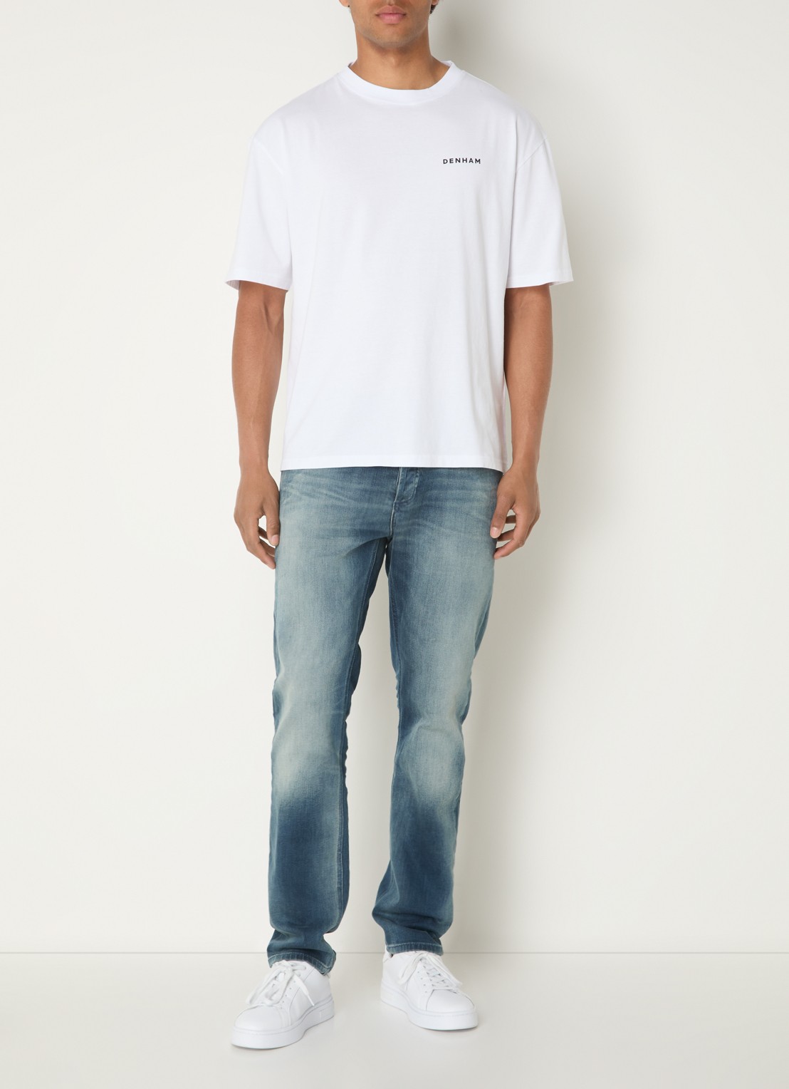 Denham Yatai T-shirt met logo- en backprint - voorkant 4 wit