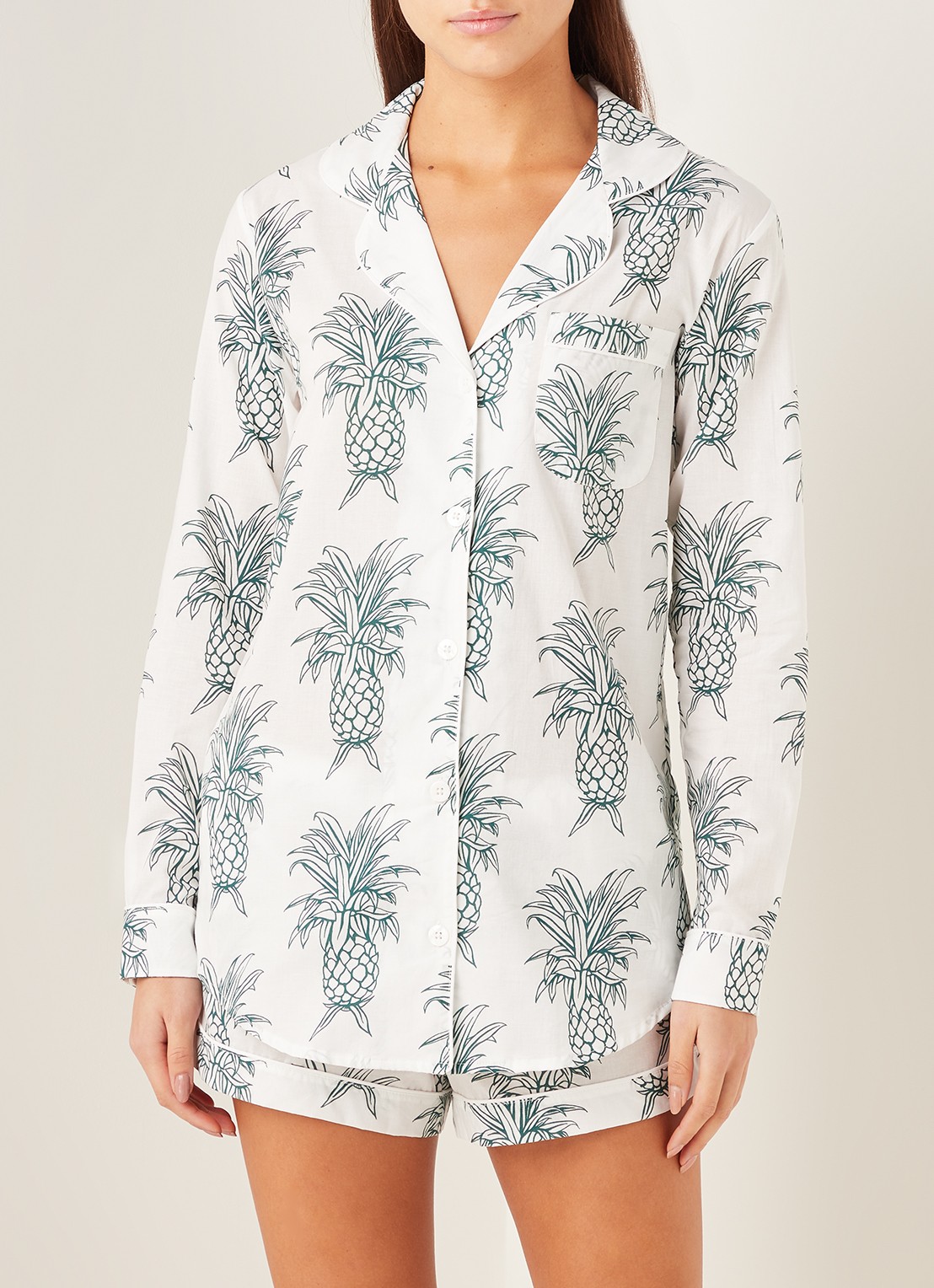 Desmond & Dempsey Howie pyjamaset met print - detail 4 wit