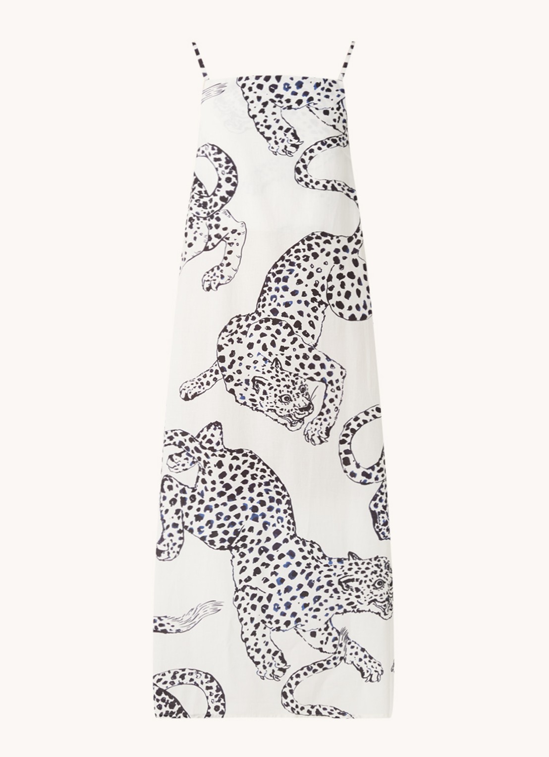 Desmond & Dempsey Square Nighty nachthemd met print - voorkant wit