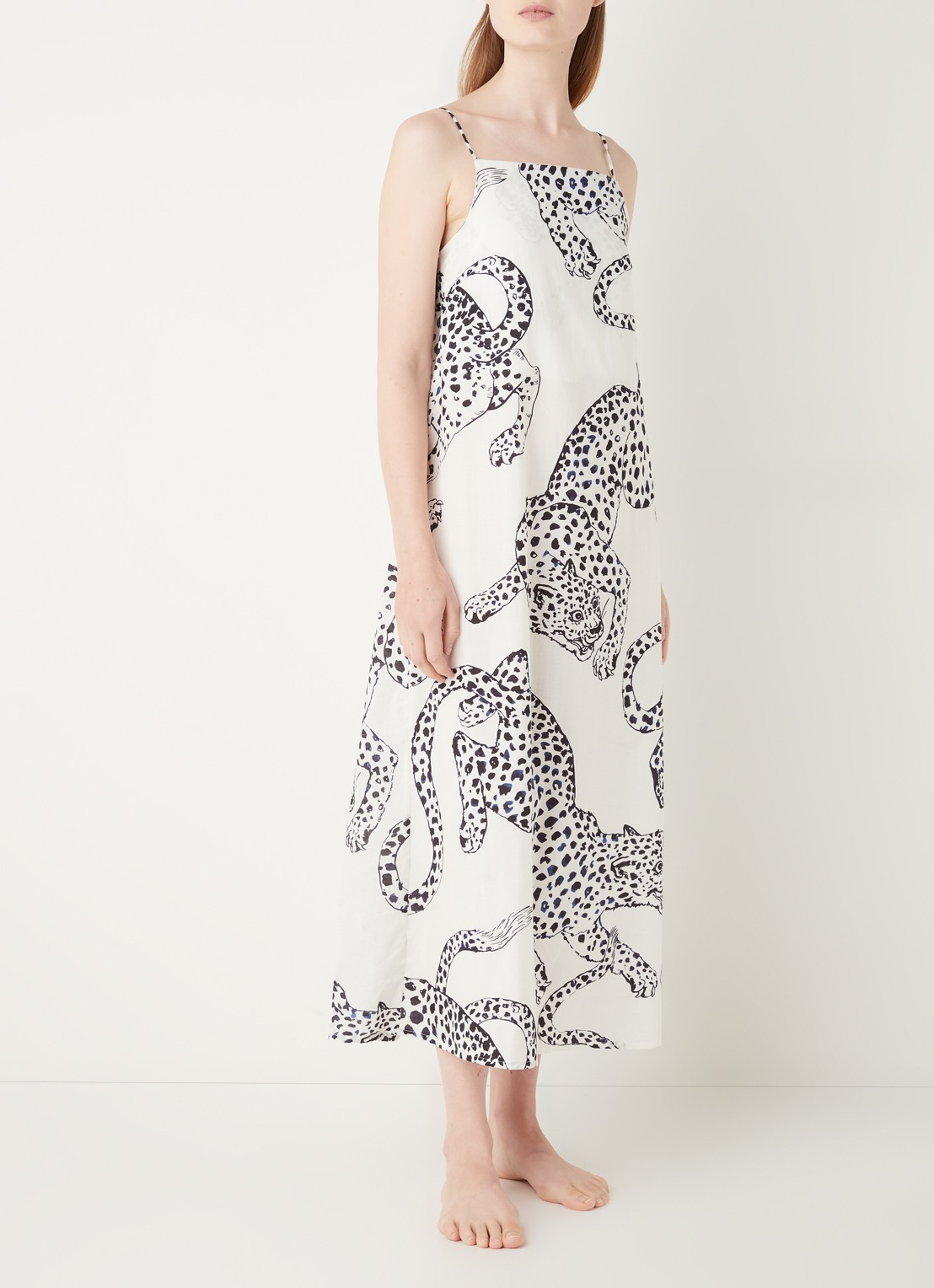 Desmond & Dempsey Square Nighty nachthemd met print - voorkant 2 wit