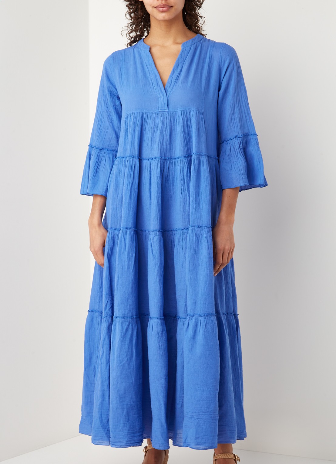 Devotion Ella maxi tuniekjurk van katoen - detail blauw
